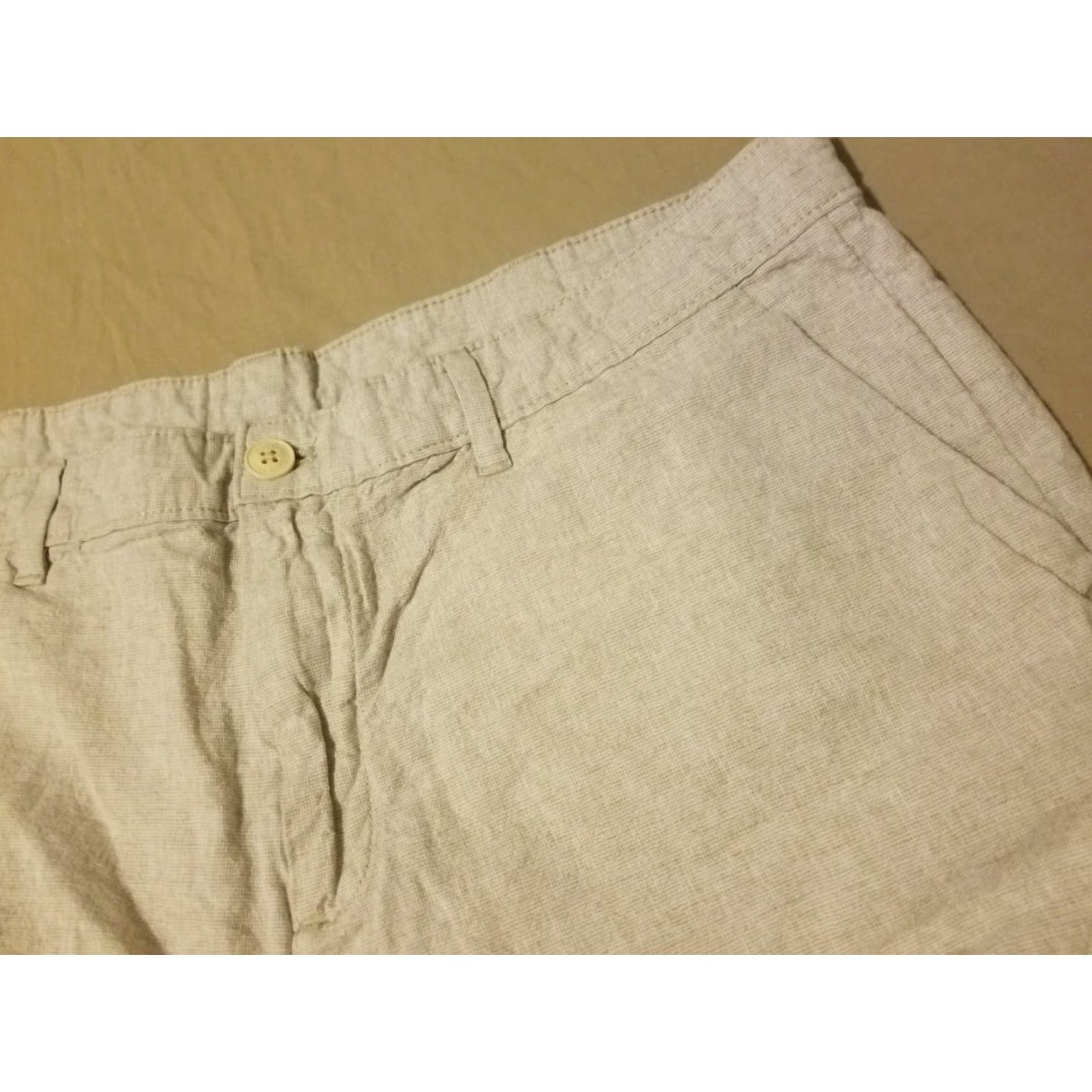 Calvin Klein Calvin Klein Mens Shorts Linen 38 Khaki Cotton Chino Size US 38 / EU 54 - 4 Thumbnail