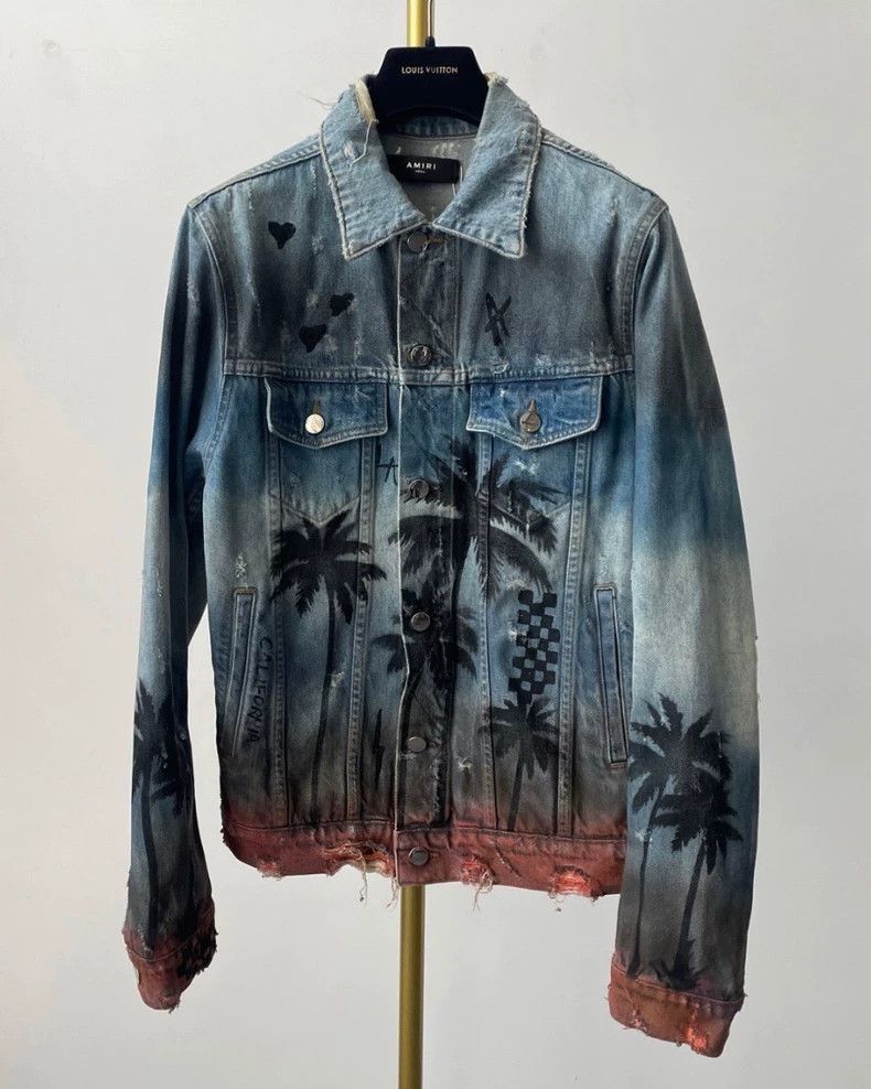 Amiri Amiri 18spalm coconut tree rendering destroys denim jacket- Size US S / EU 44-46 / 1 - 1 Thumbnail