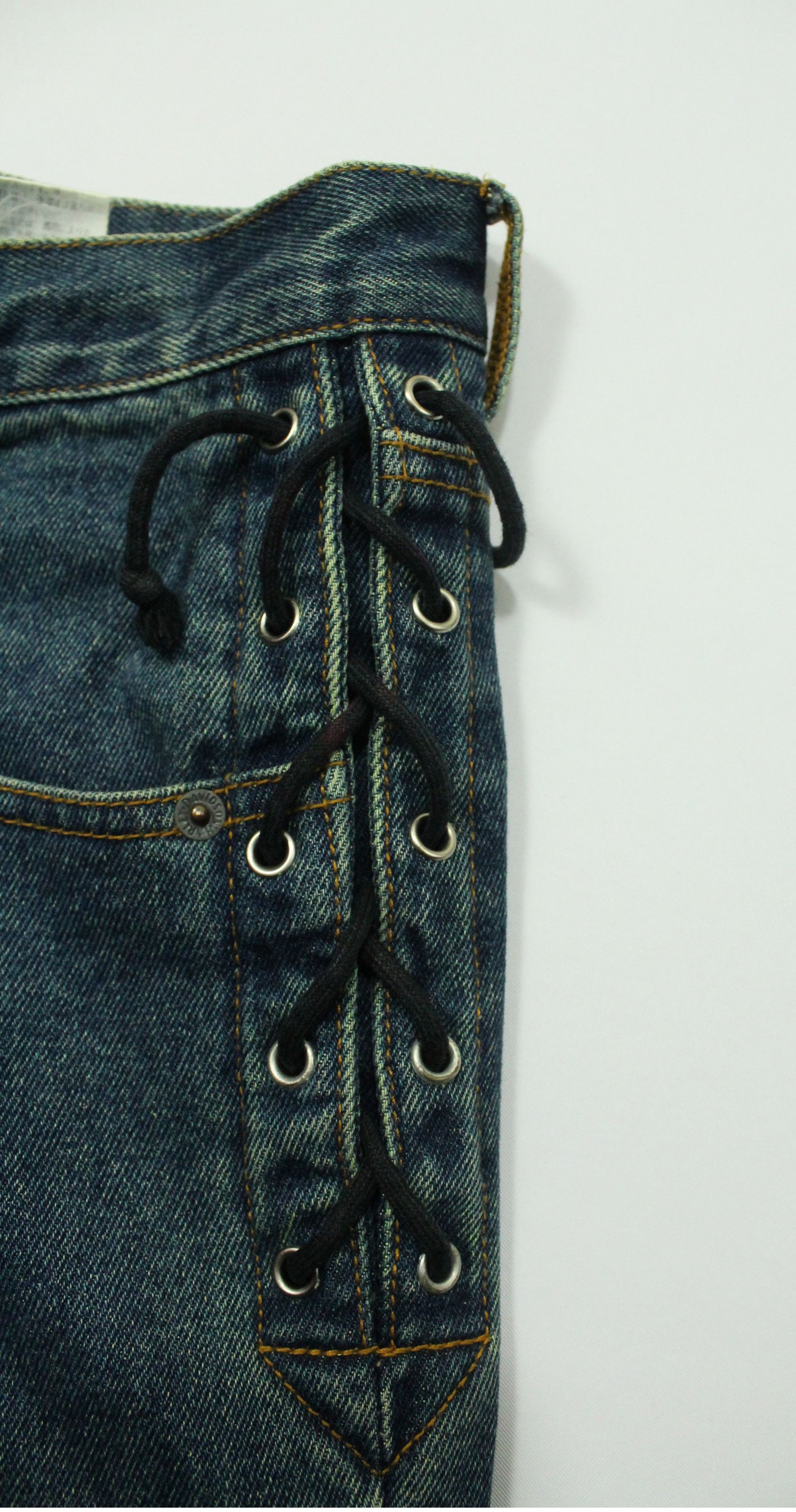 Harley Davidson Lace Up Sided HARLEY DAVIDSON Denim Distressed Jeans Size 28" / US 6 / IT 42 - 16 Thumbnail