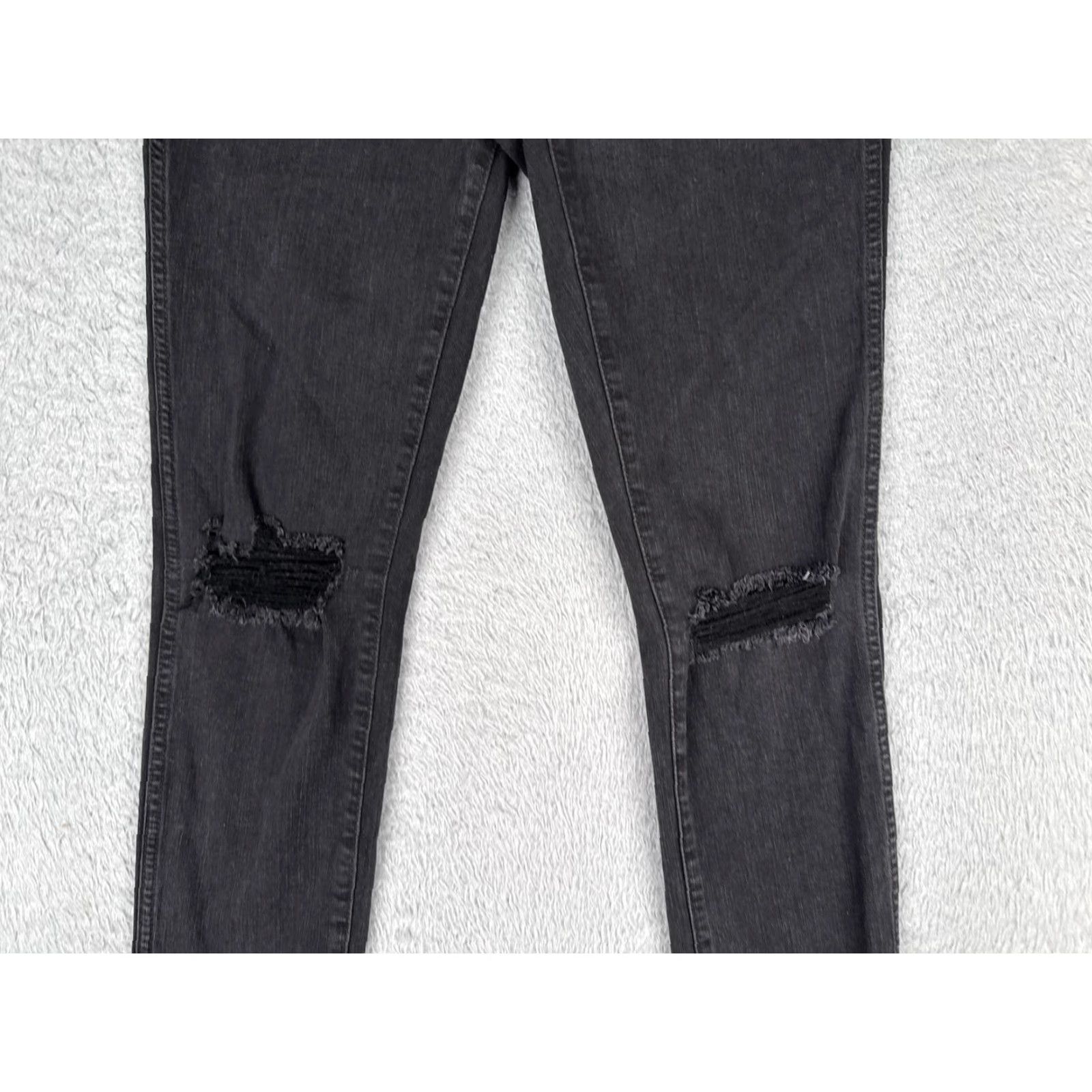 Madewell Madewell Jeans Womens 27 Black 10" Roadtripper High Rise Skinny Distressed Knee Jeans Size 27" / US 4 / IT 40 - 3 Thumbnail