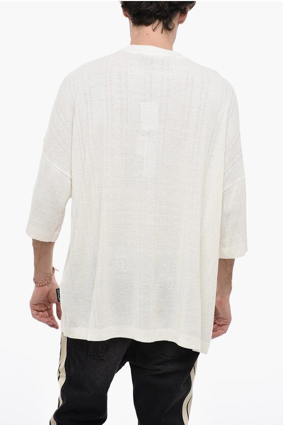 Palm Angels o1y0325 Logo Crewneck Short Sleeves Sweater in White Size US XL / EU 56 / 4 - 3 Thumbnail