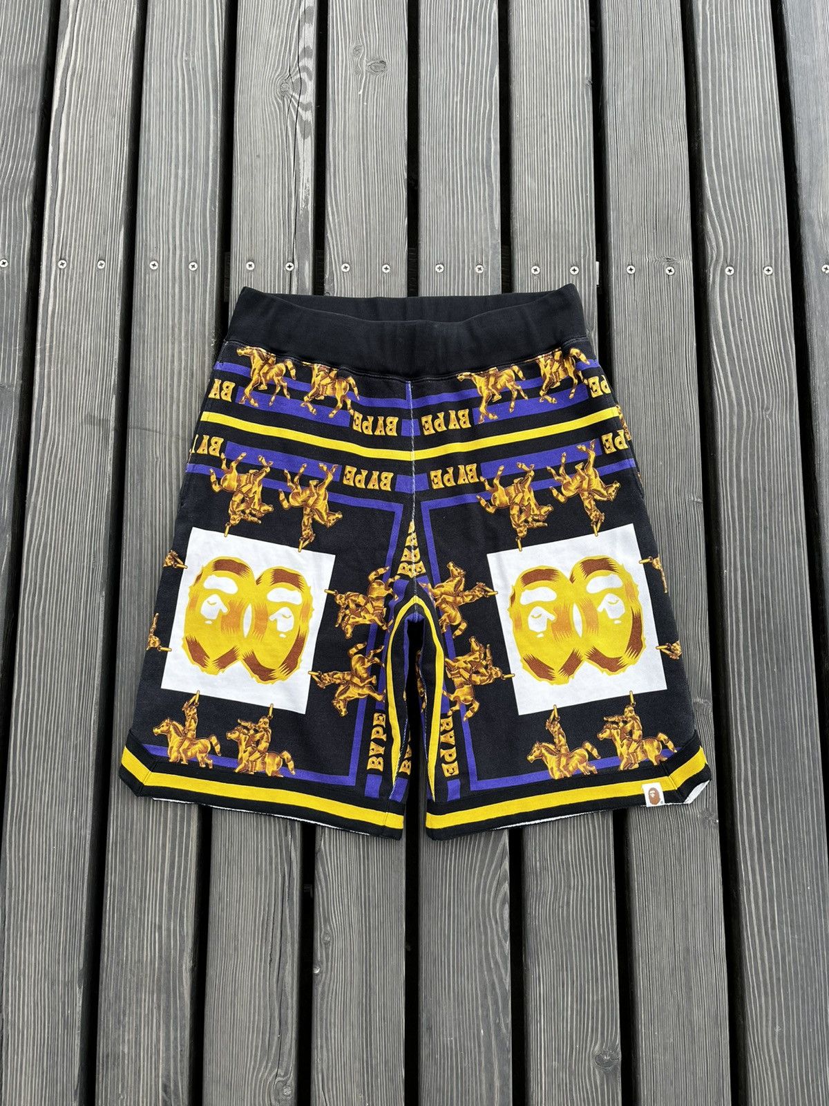 RARE🔥 BAPE Double Ape Head Sweat Shorts Monogram Y2K USA