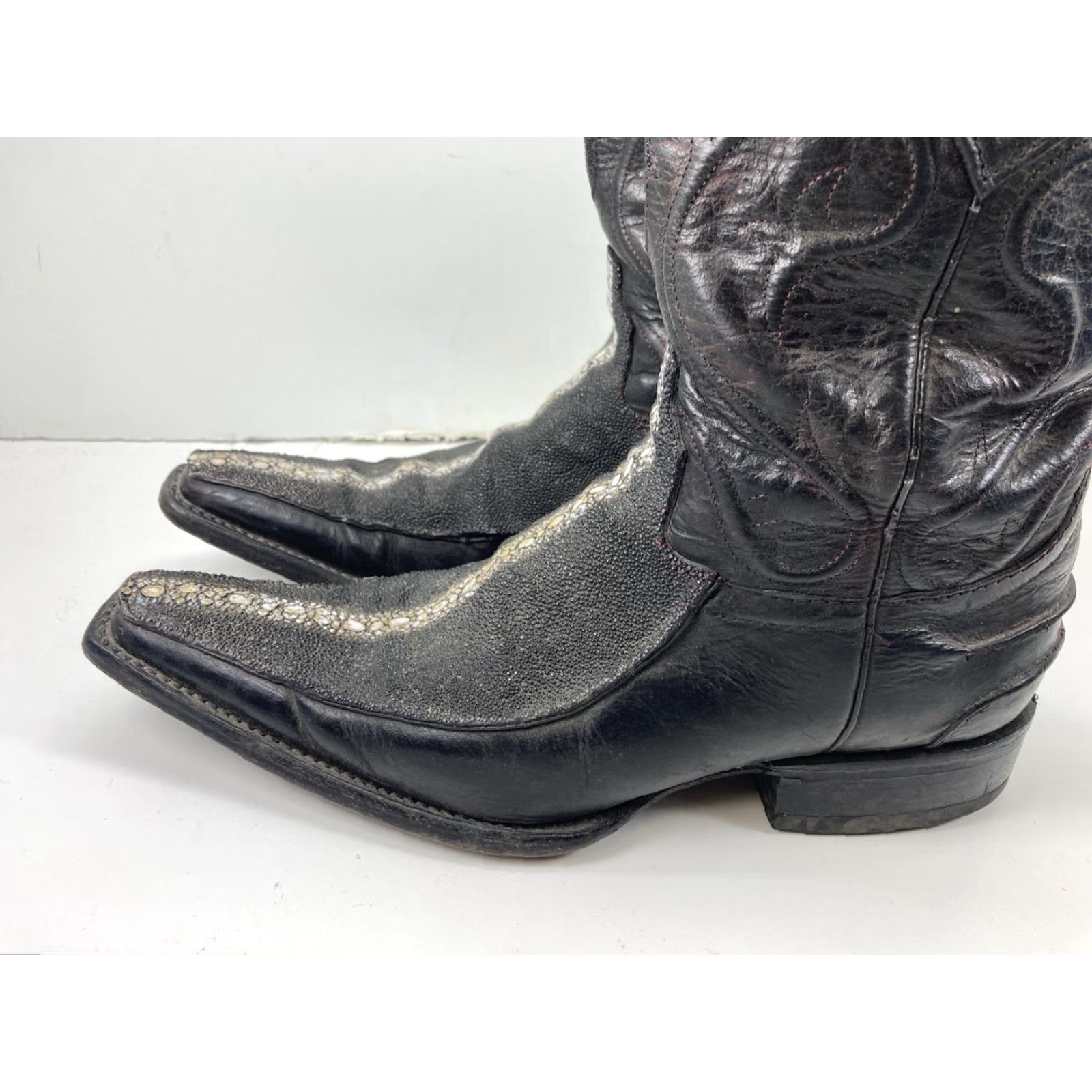 Vintage El General Stingray Boots Men Size 6.5 Black Exotic Leather Mexico Western VTG Size US 7 / EU 40 - 6 Thumbnail