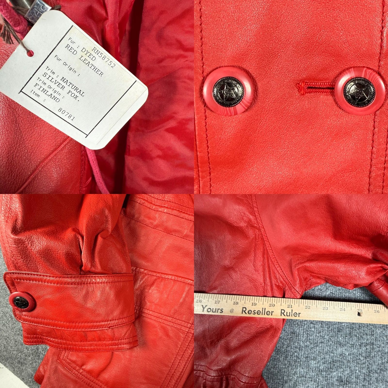 Doublet VINTAGE Red Leather Fox Fur Hooded Coat Jacket XL Womens Double Breasted Luxury Size XL / US 12-14 / IT 48-50 - 8 Thumbnail