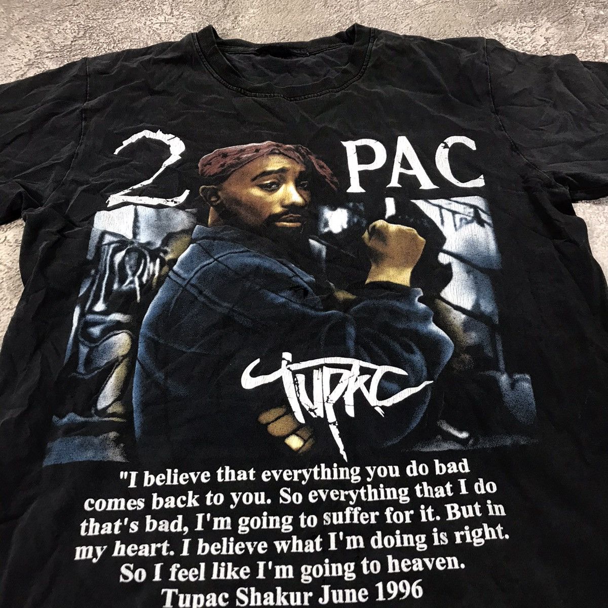 Vintage Vintage 90s Tupac Graphic Tee Sun Faded Hip Hop Streetwear S Size US S / EU 44-46 / 1 - 2 Thumbnail