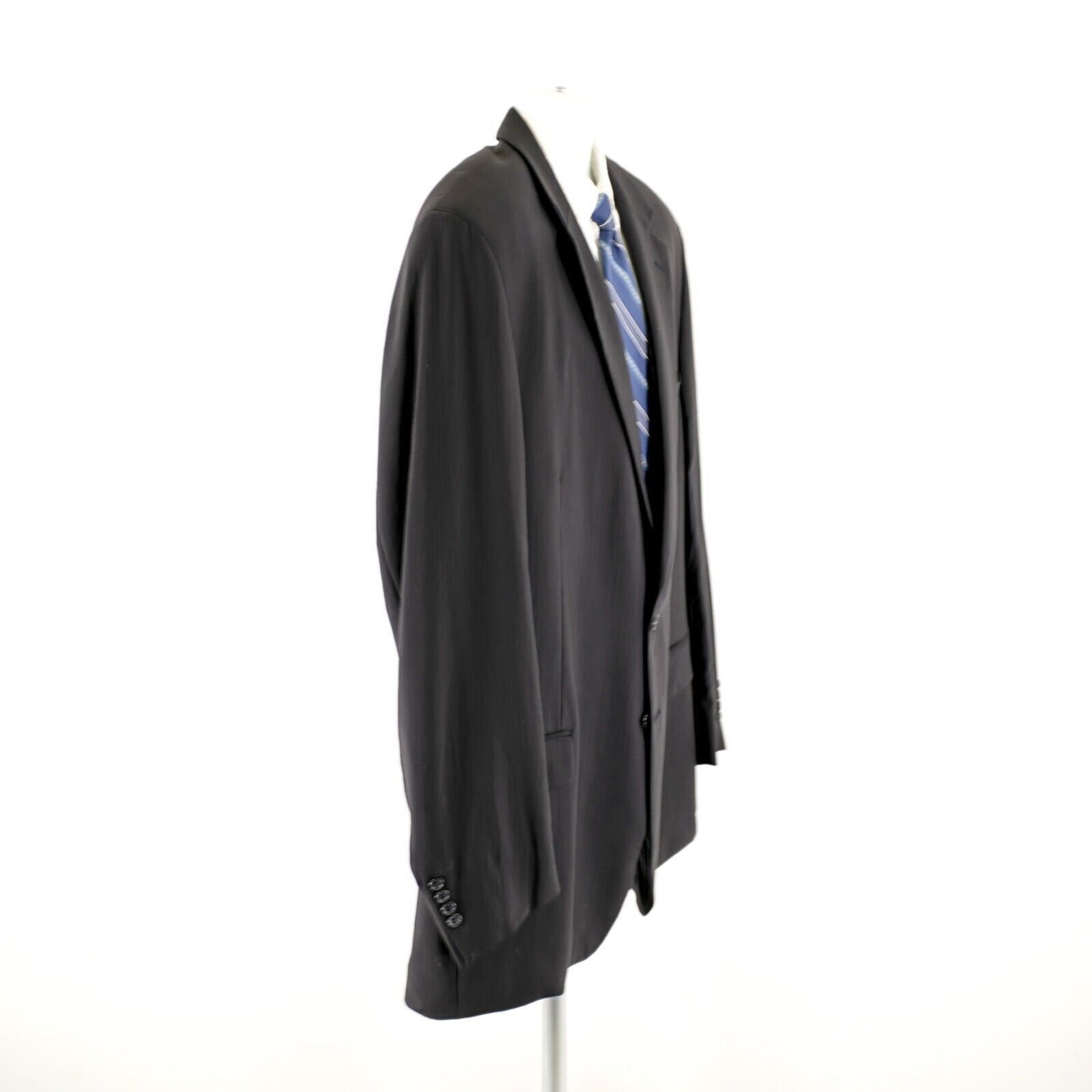 Pronto Uomo Pronto Uomo Comfort Stretch Worsted Wool Black 2 Button Suit Size 48L - 8 Thumbnail