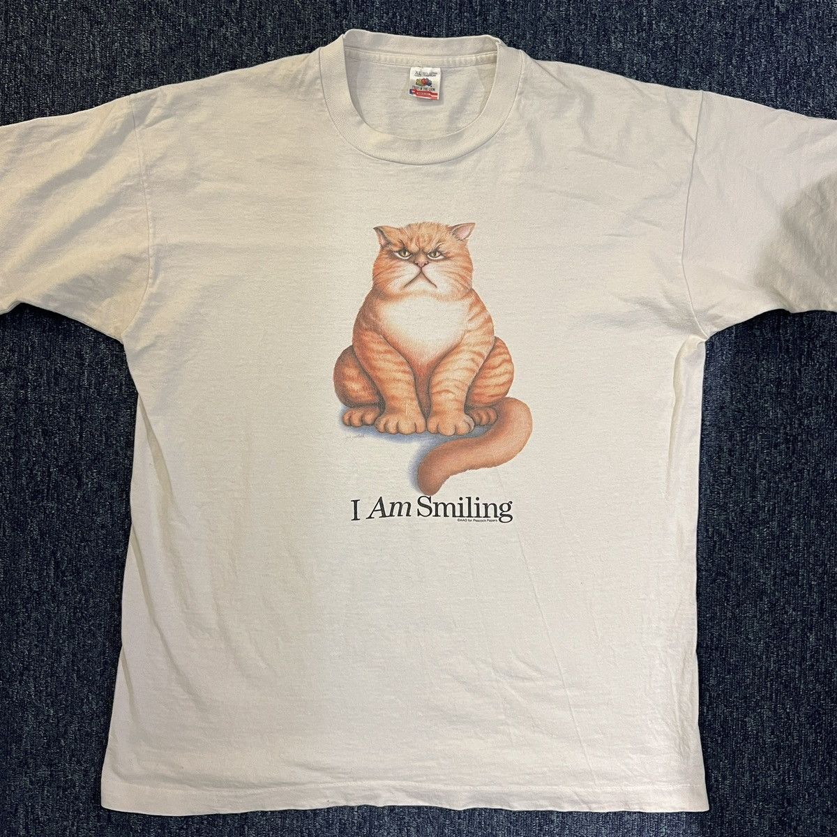 Other Vintage 90s I Am Smiling Cat Graphic T Shirt Size US XL / EU 56 / 4 - 3 Thumbnail