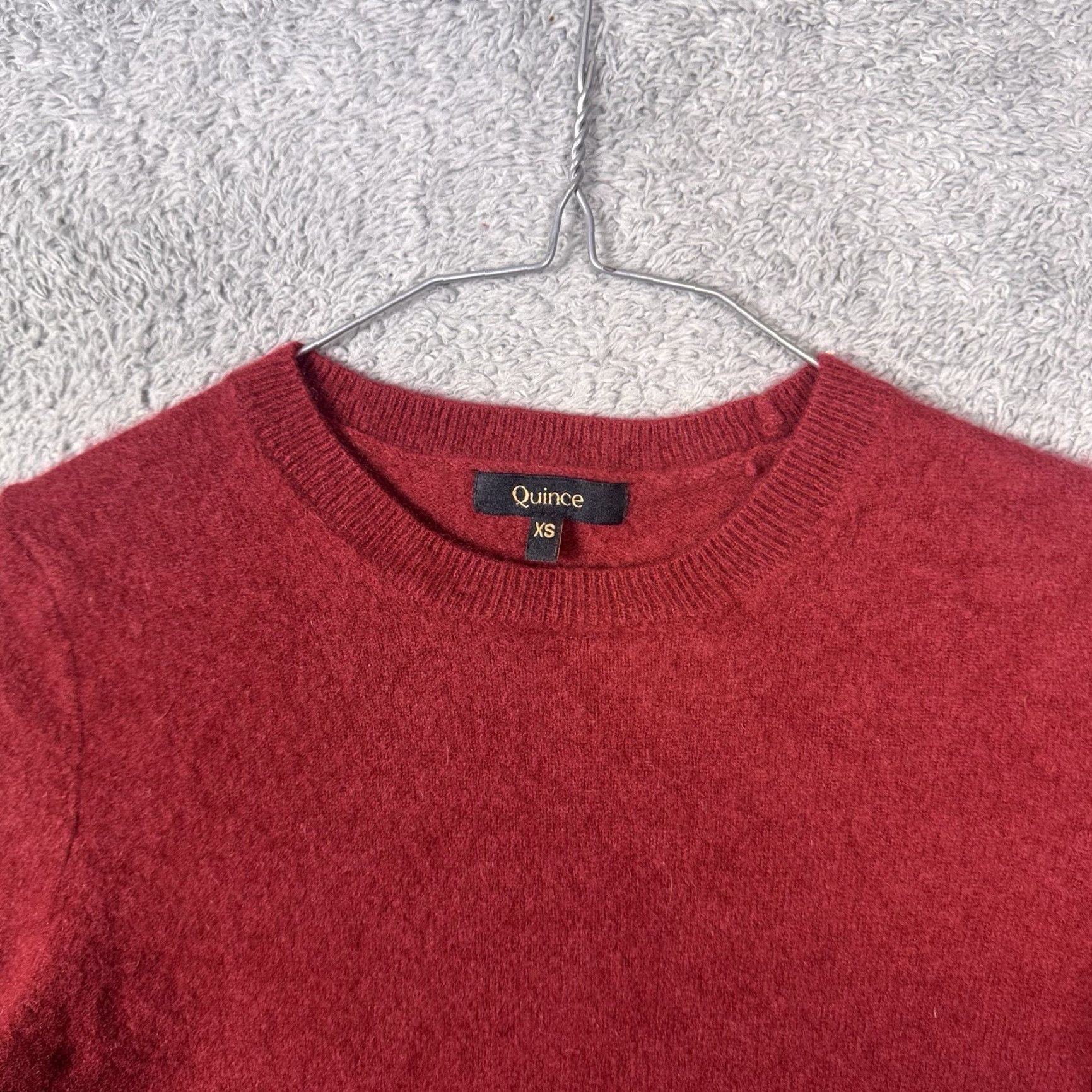 Quince Quince Mongolian Cashmere Womens XS Fisherman Crewneck Fitted Jumper Crimson 2nd Size XS / US 0-2 / IT 36-38 - 3 Thumbnail