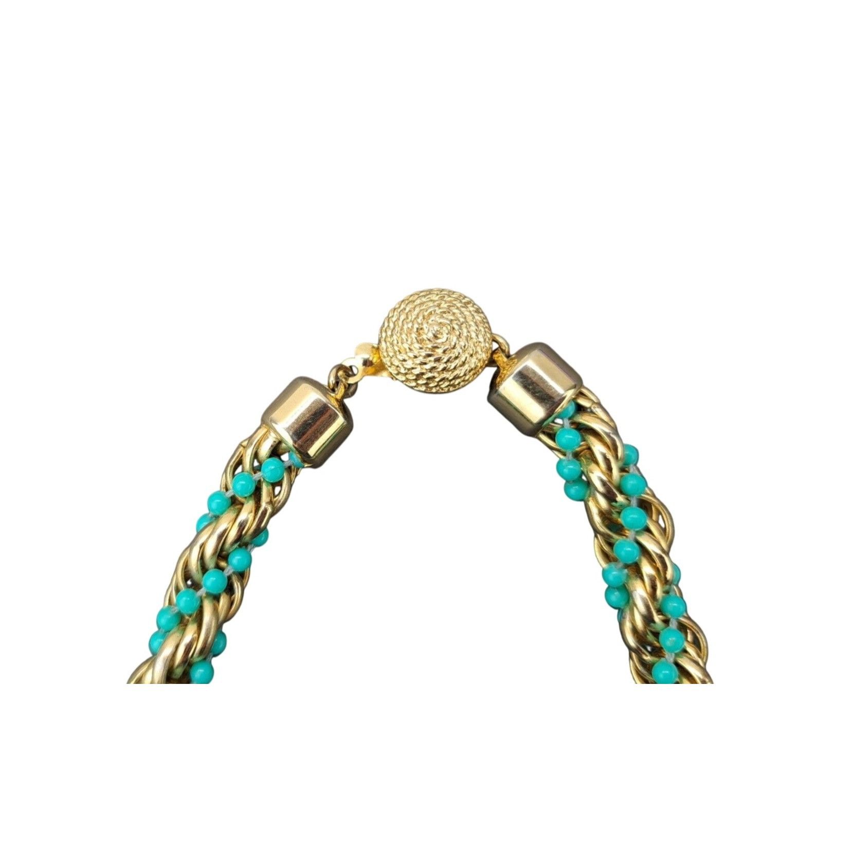 Other Vintage Avon Gold Tone Faux Turquoise Beaded Twist Necklace Size ONE SIZE - 2 Thumbnail