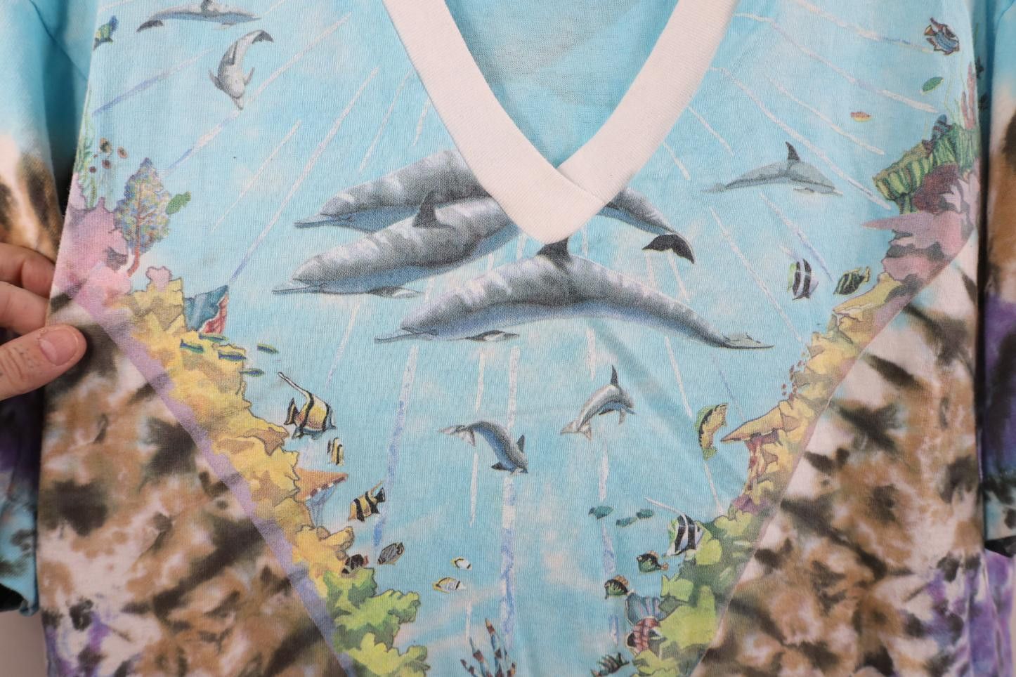 Vintage Vintage 90s Liquid Blue John Connell Tie Dye T-Shirt USA AOP Size US XL / EU 56 / 4 - 4 Thumbnail