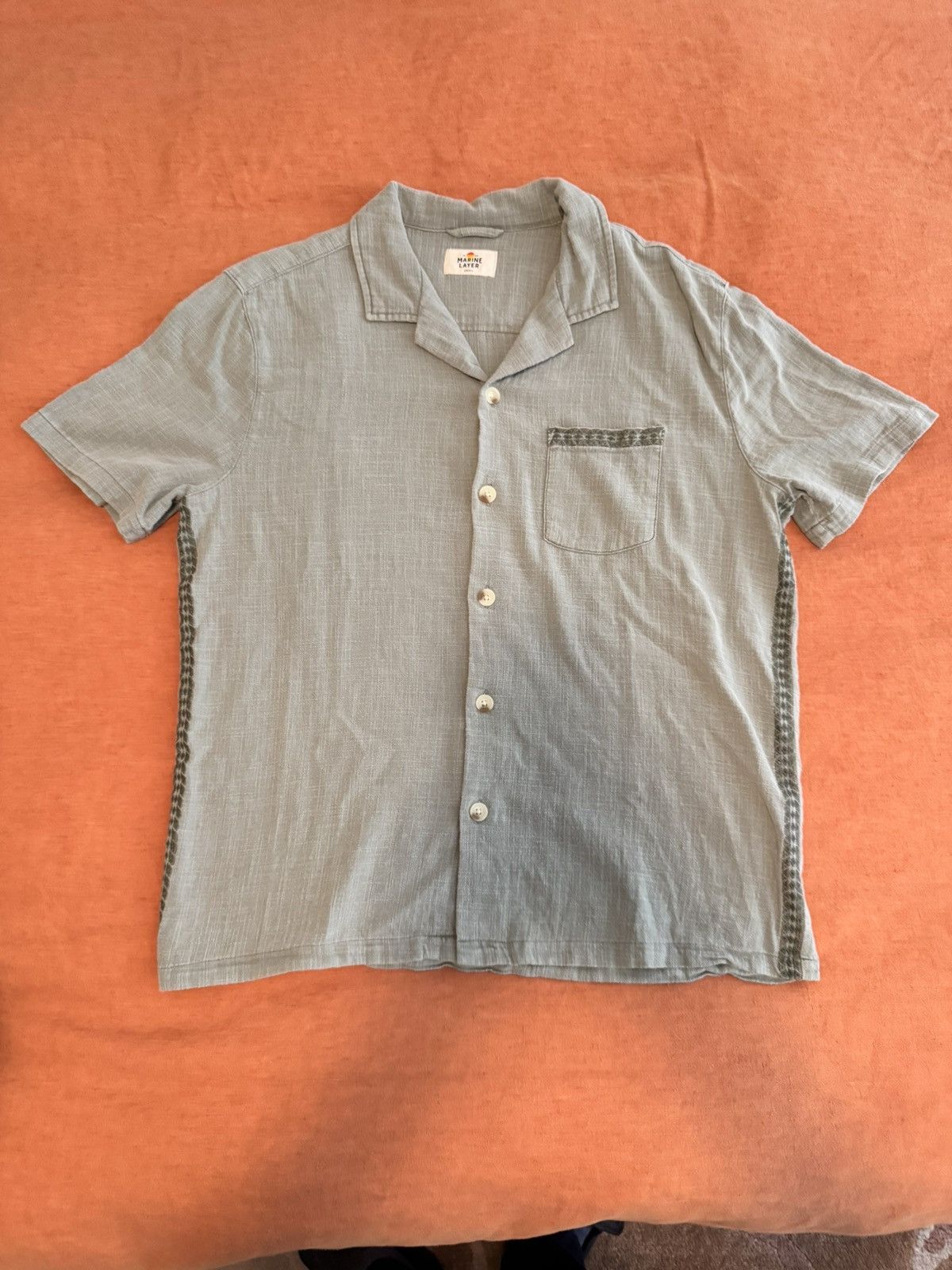 Marine Layer Marine Layer Guayabera Button-Down - Sage Green - Mens S Size US S / EU 44-46 / 1 - 1 Thumbnail