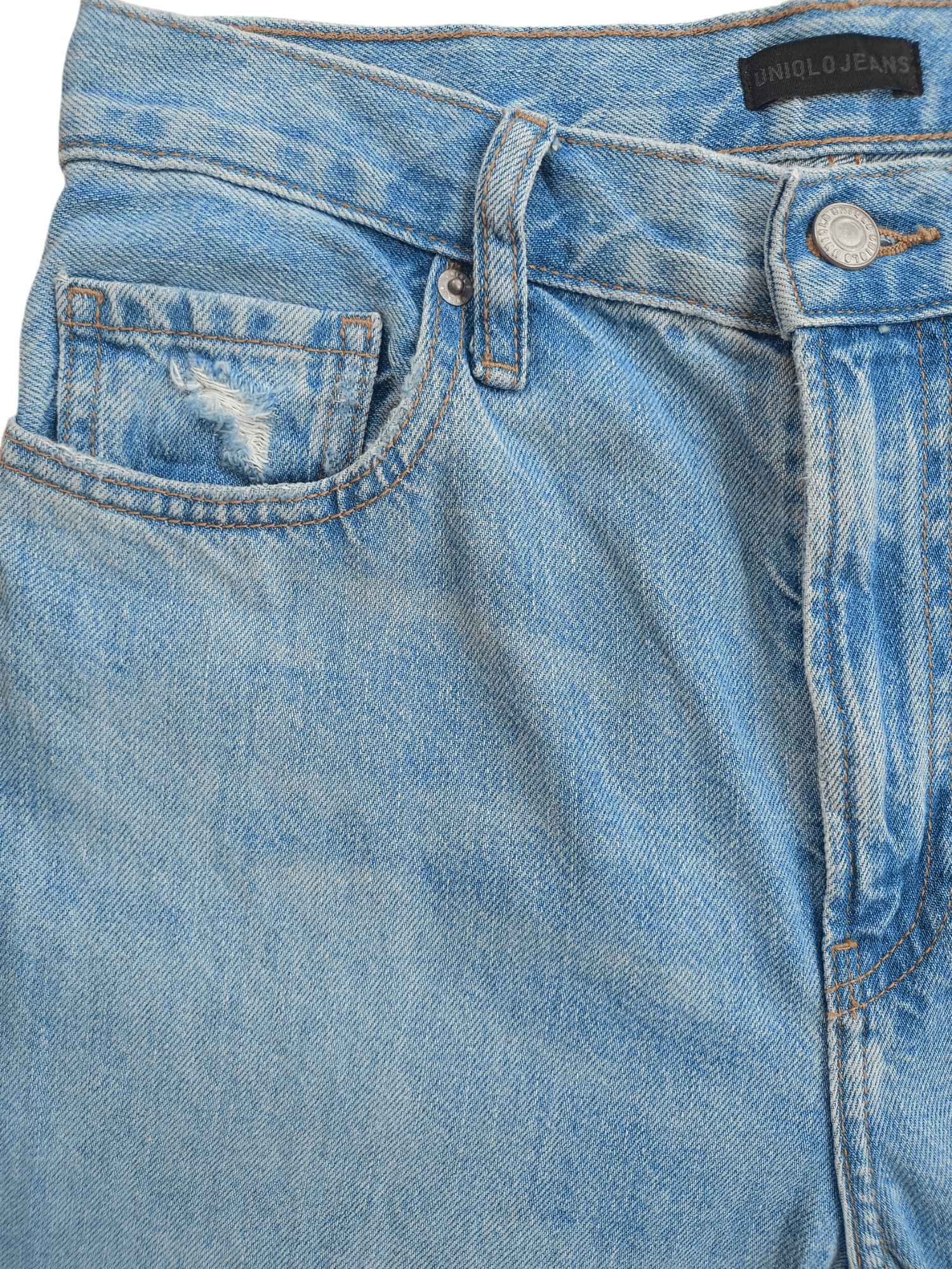 Kaihara Denim × Uniqlo × Vintage UNIQLO Regular, Straight Cut Distressed Vintage Denim Size US 26 / EU 42 - 3 Thumbnail