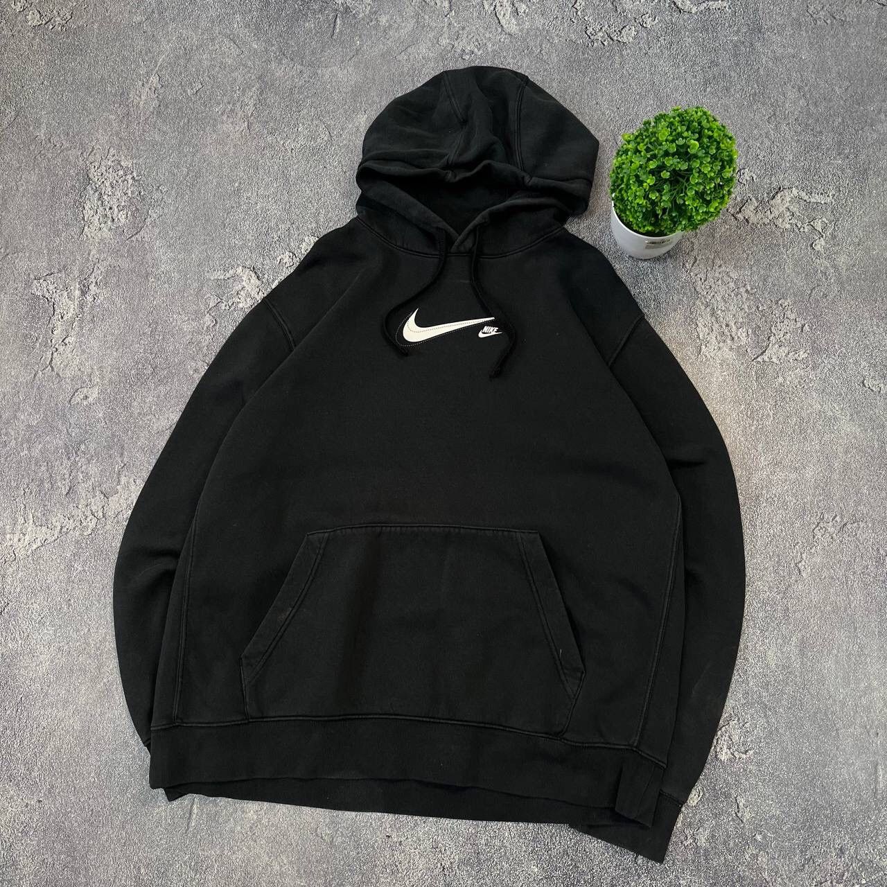 Nike Vintage Nike Black Drill Hoodie Mini Swoosh Y2K Size XL Size US XL / EU 56 / 4 - 9 Thumbnail