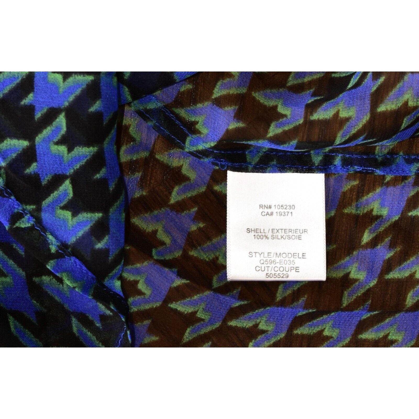 Equipment A8 EQUIPMENT Blue/Blk Abstract Silk Long Sleeve Shirt Sz XS Size XS / US 0-2 / IT 36-38 - 6 Thumbnail