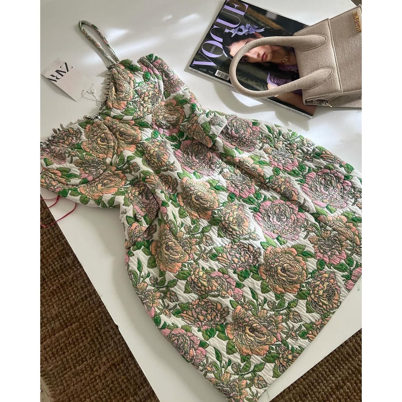 Zara ZARA Floral Jewel Detail Mini Dress NWT Size S / US 4 / IT 40 - 22 Thumbnail