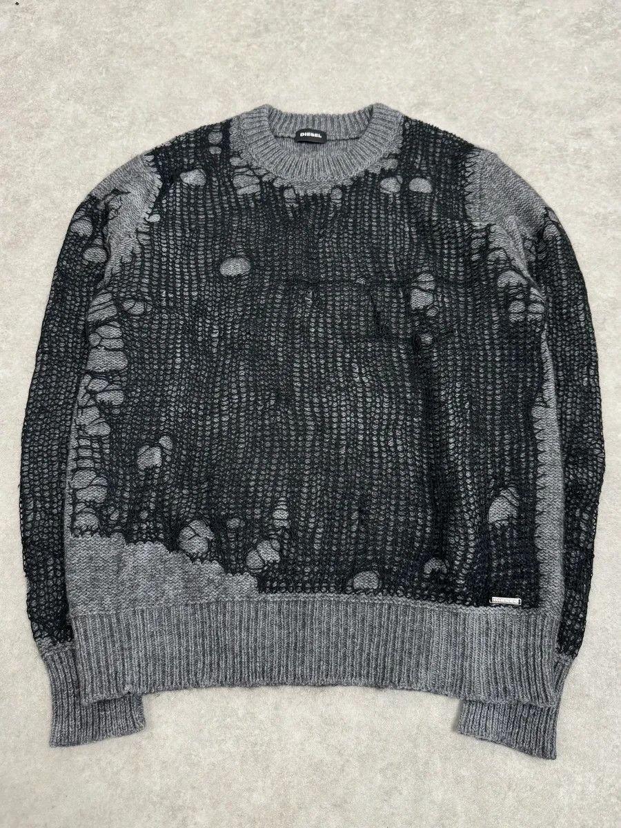 Diesel Diesel Grey & Black Net Contemporary Sweater Size US M / EU 48-50 / 2 - 4 Thumbnail