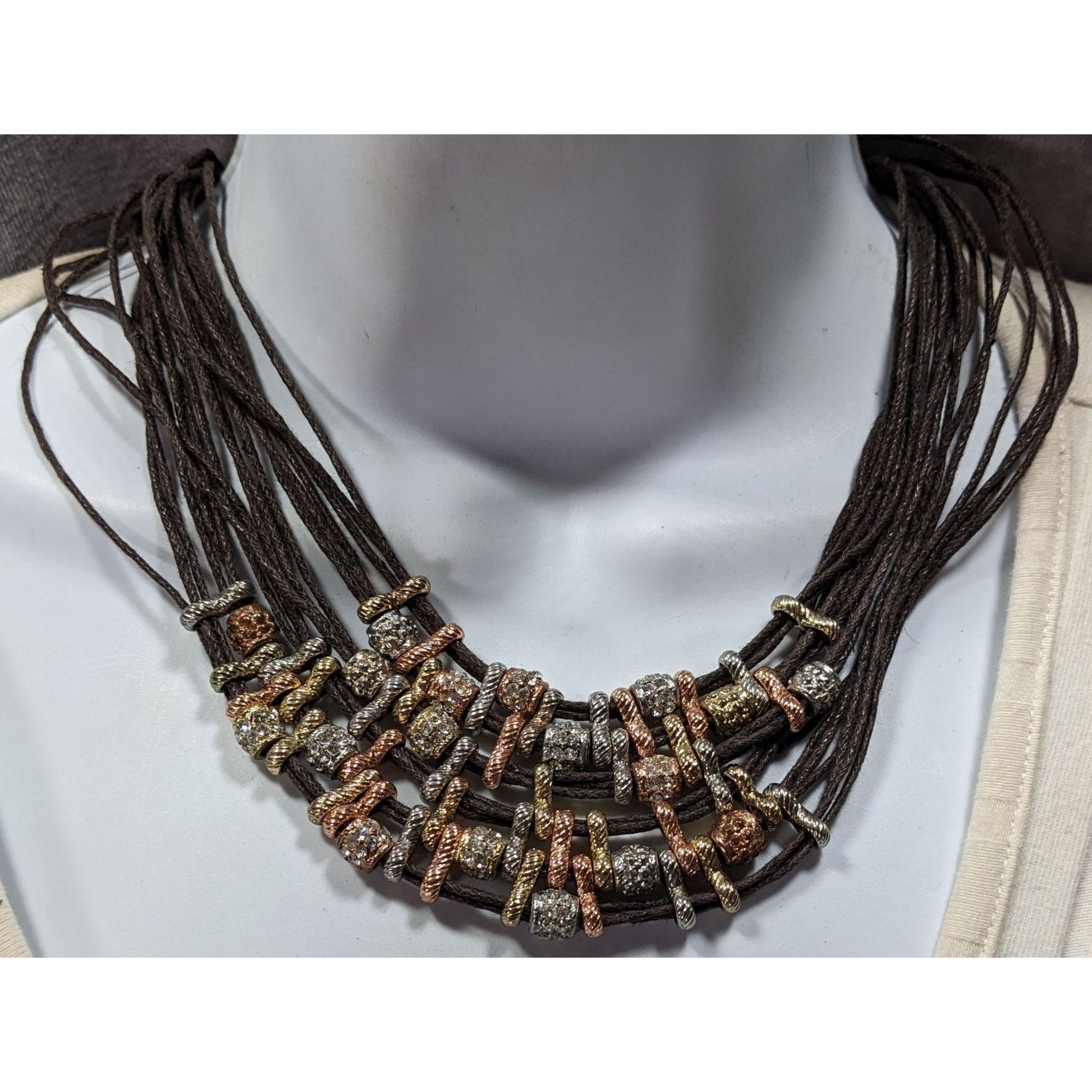Other Rustic Glam Multi-Metallic Layered Multistrand Bib Necklace Size ONE SIZE - 4 Thumbnail