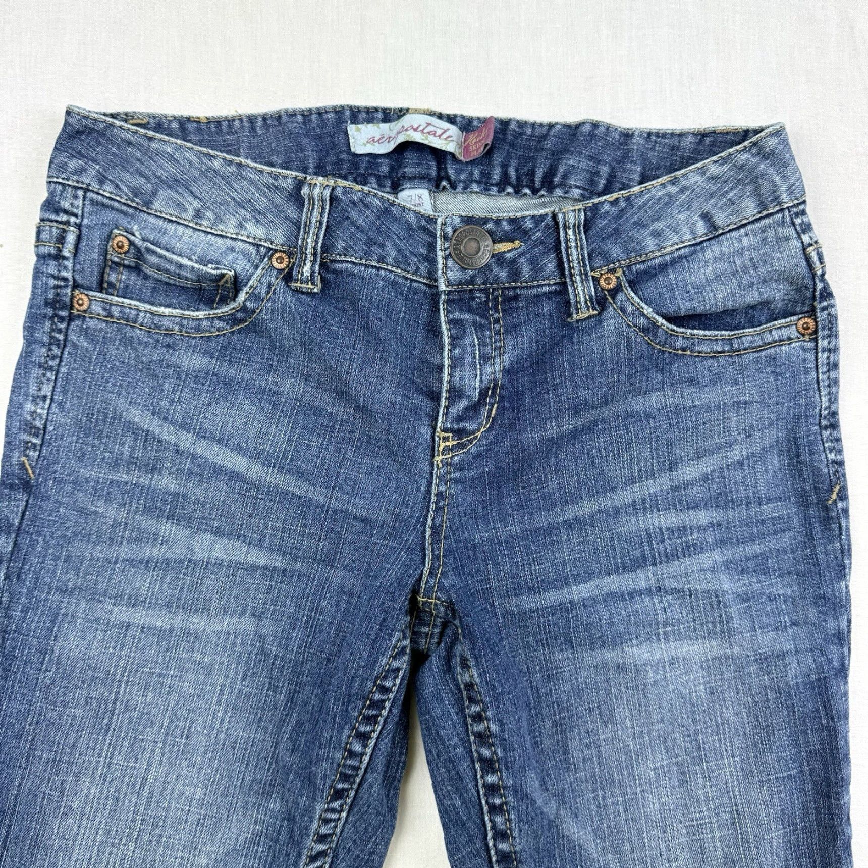 Vintage VINTAGE Aéropostale Jeans Womens 8 Blue Slim Flared Hipster 7/8 Y2K Flare Jeans Size 30" / US 8 / IT 44 - 4 Thumbnail