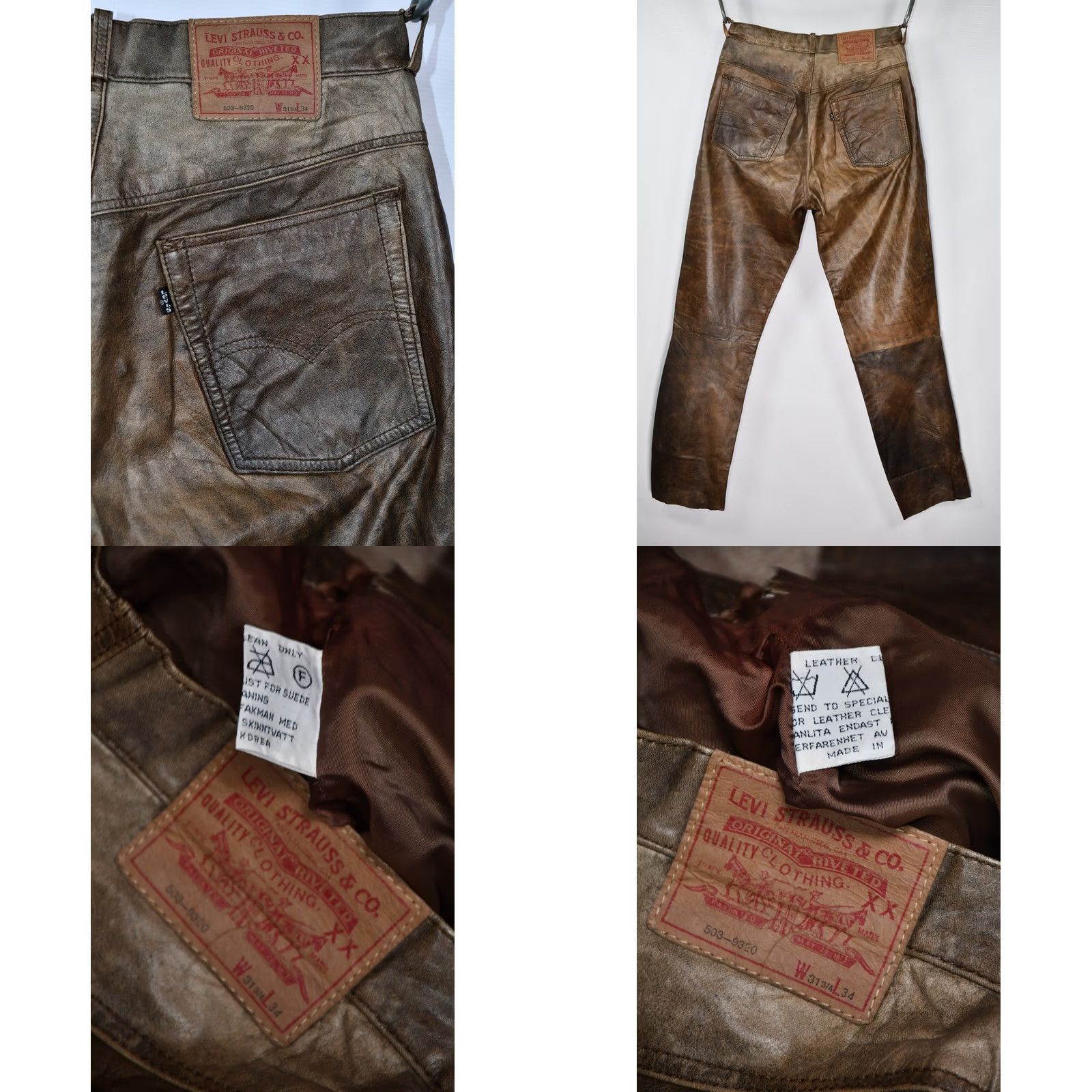 Levi's Vintage Levi’S 503-9320 Real Leather Brown Made Korea Mens Pants size W31 L34 Size US 31 - 9 Thumbnail