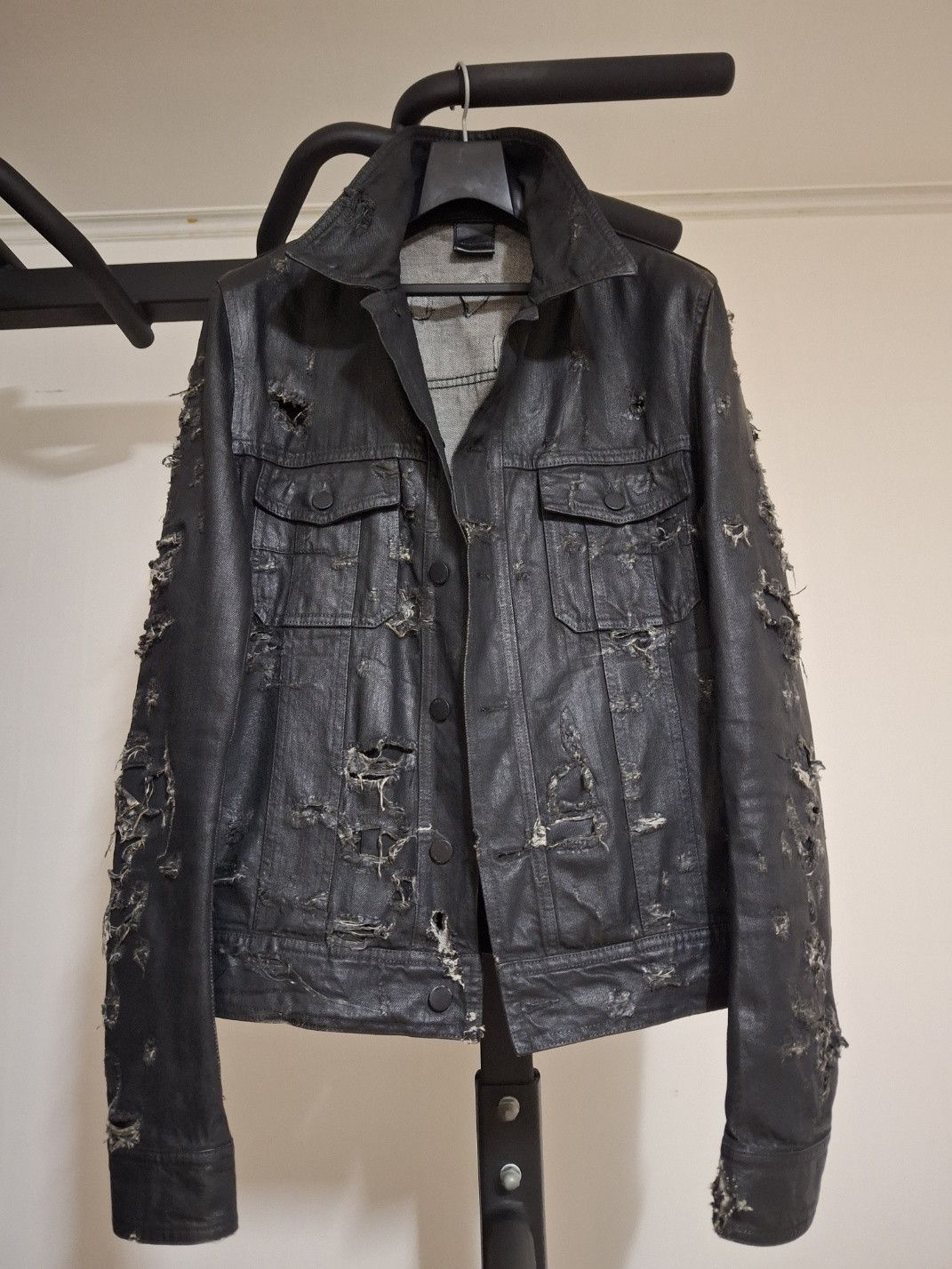 Dior [52] Dior Homme Strip SS04 Waxed Jacket Size US L / EU 52-54 / 3 - 3 Thumbnail