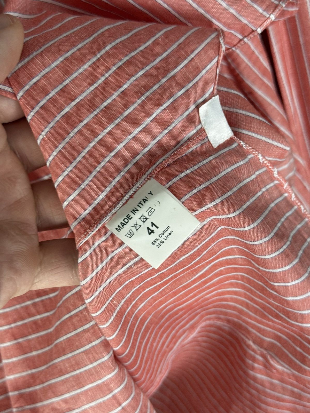 Isaia Mens Isaia Multi Striped Coton / Linen Shirt Multi Size US M / EU 48-50 / 2 - 15 Thumbnail