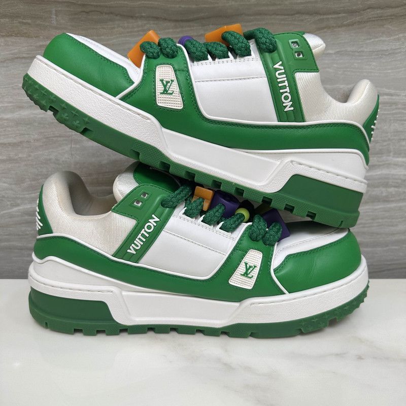Louis Vuitton Louis Vuitton Trainer Maxi Low-Top Sneakers White Green -25 Size US 11 / EU 44 - 6 Thumbnail