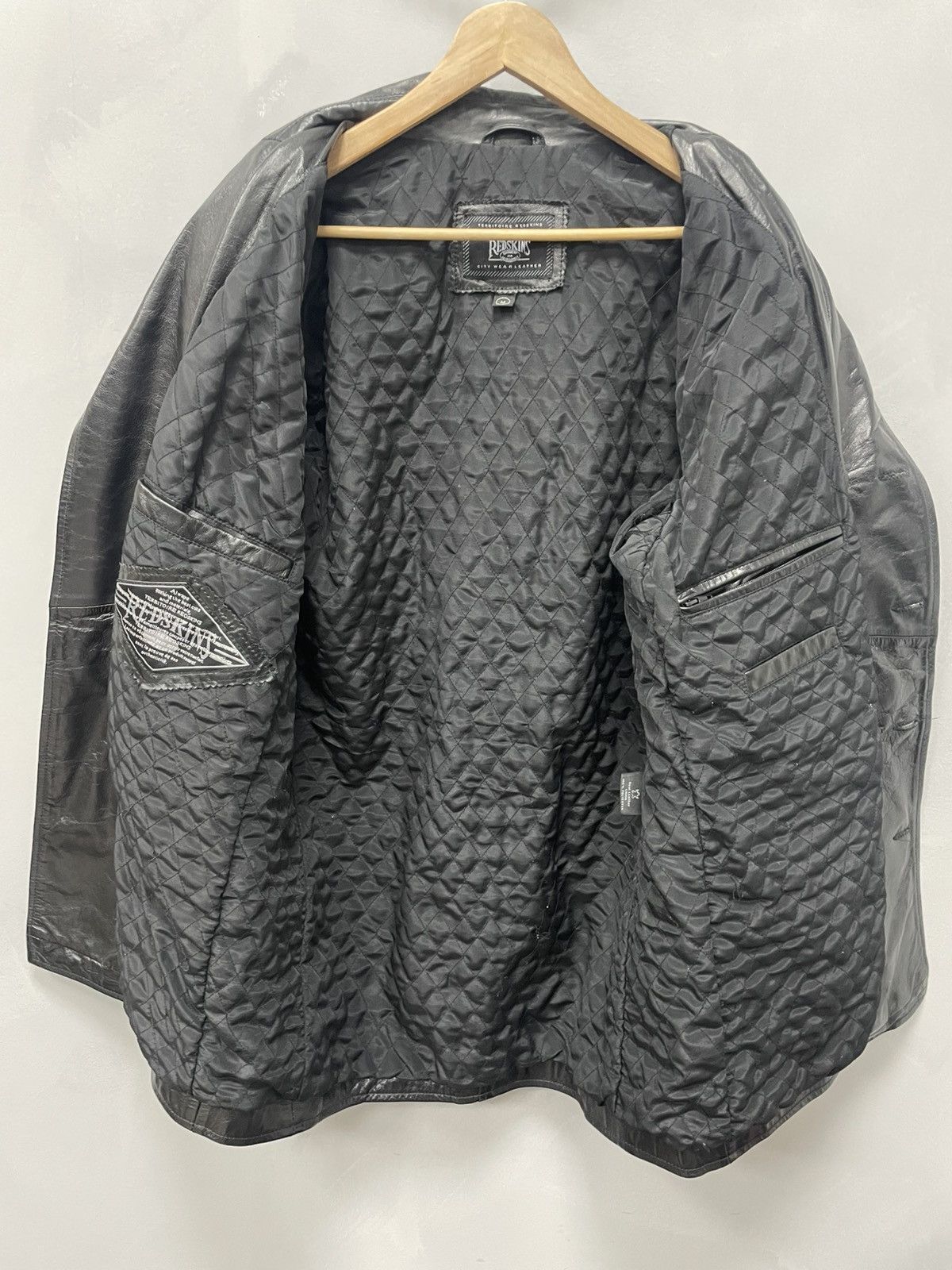 Leather × NFL Vintage Black Leather Coat I REDSKINS Japanese Brand Size US M / EU 48-50 / 2 - 9 Thumbnail