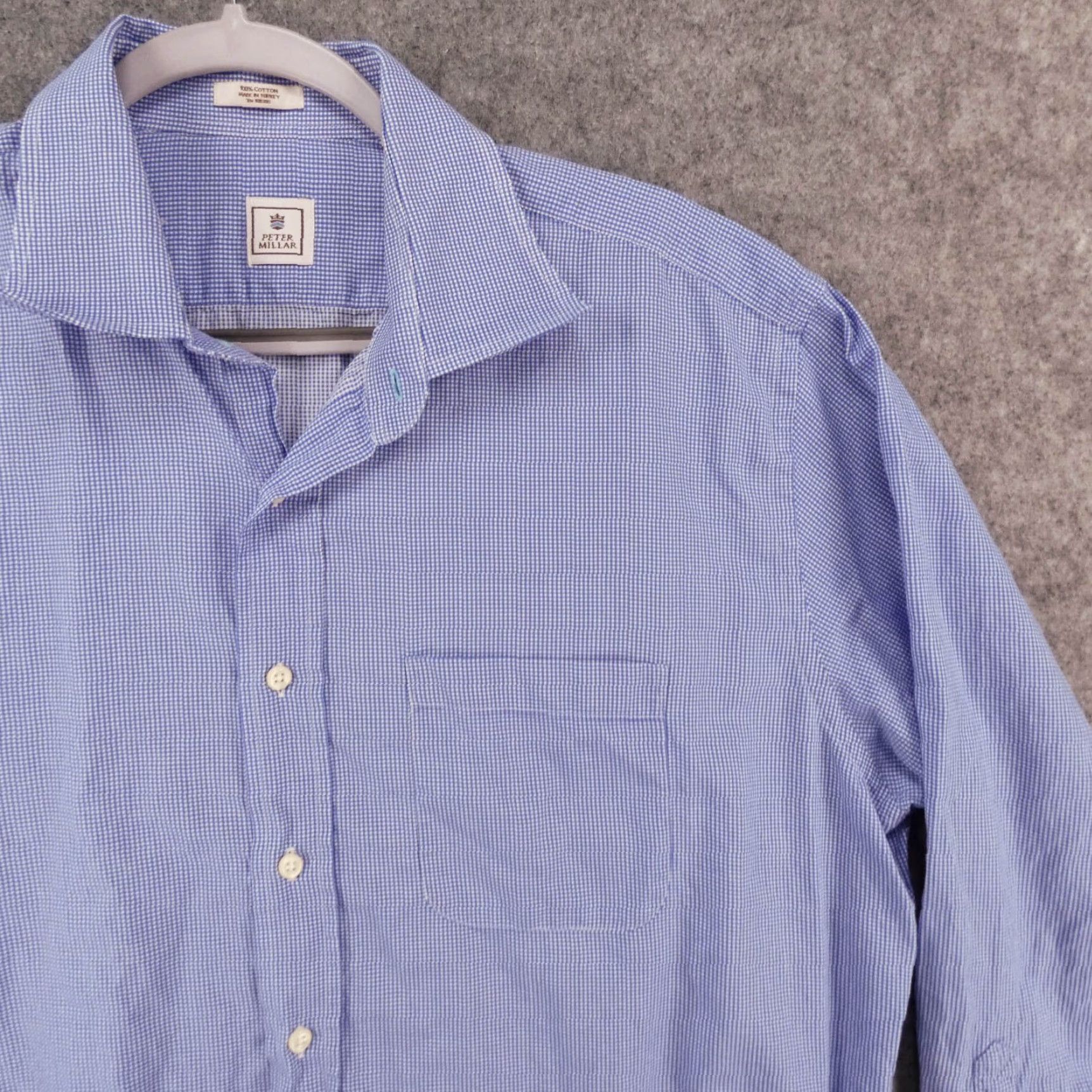 Peter Millar Peter Millar Shirt Mens 17 Large Long Sleeve Button-Up Blue White Check Size US L / EU 52-54 / 3 - 7 Thumbnail