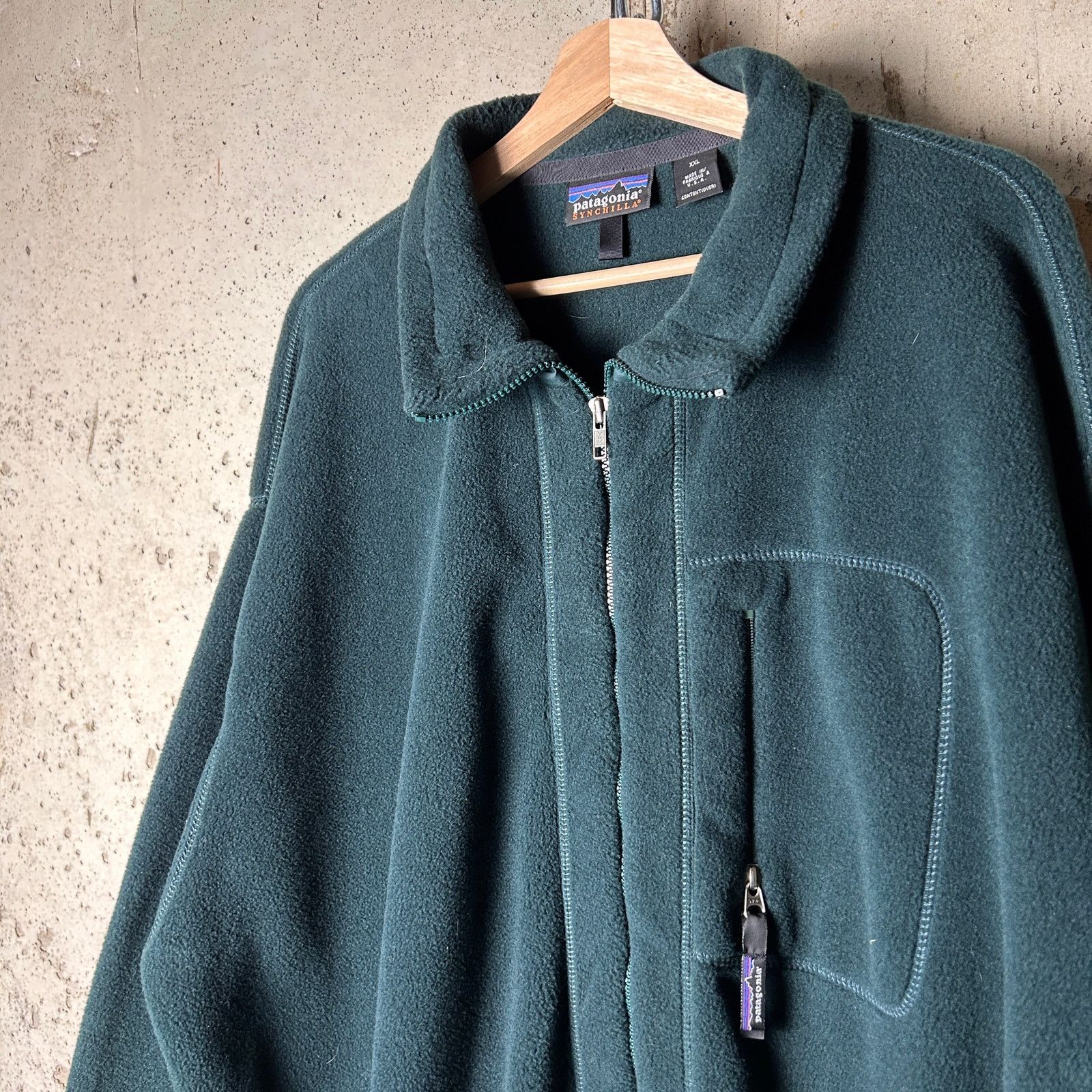 2XL 1996 Patagonia Synchilla Forest Green Zip Up Fleece