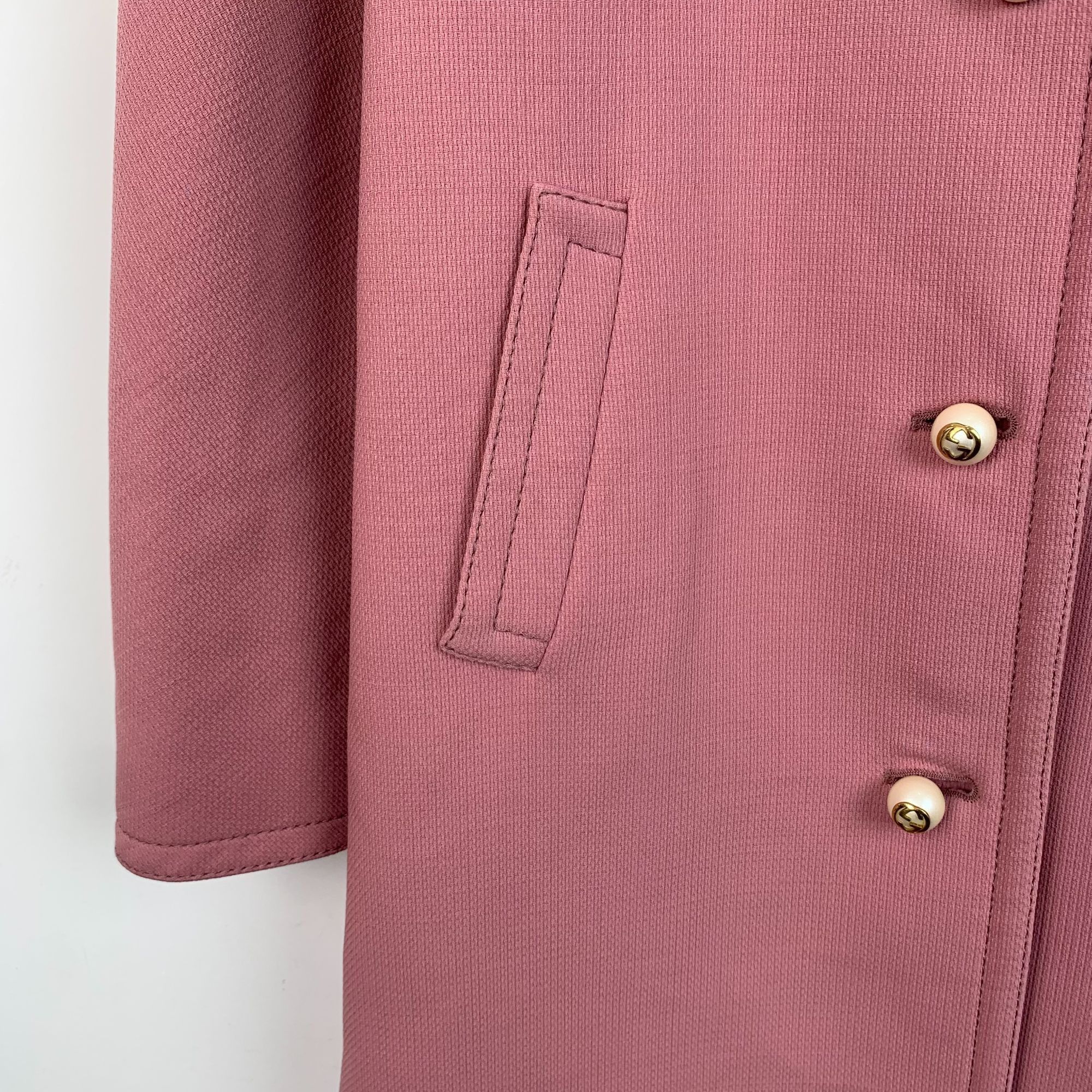 Gucci [Gucci] Pink Wool Pearl Button Trench Coat 38 S Size S / US 4 / IT 40 - 7 Thumbnail