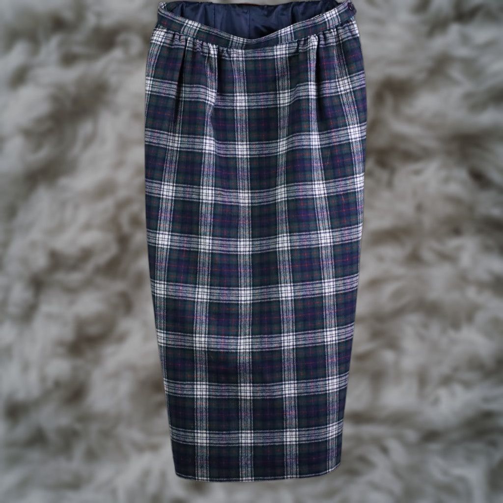Pendleton VINTAGE Pendleton Plaid Midi Skirt Womens 10 Blue Green Wool Made in USA Size 32" / US 10 / IT 46 - 1 Thumbnail