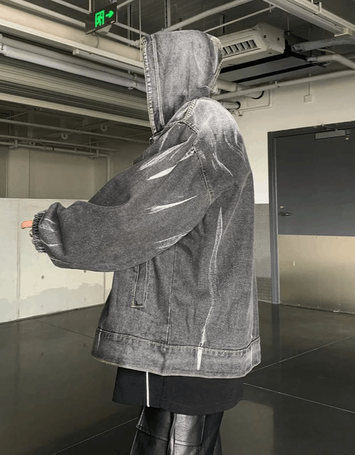 Japanese Brand × Vintage Hooded Wash Distressed Denim Jacket Size US M / EU 48-50 / 2 - 4 Thumbnail