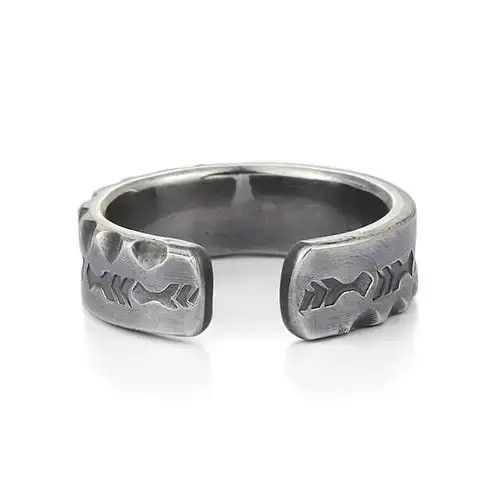 Vintage Retro Mysterious Lines Pattern Unisex Rings Open Size Size ONE SIZE - 2 Thumbnail