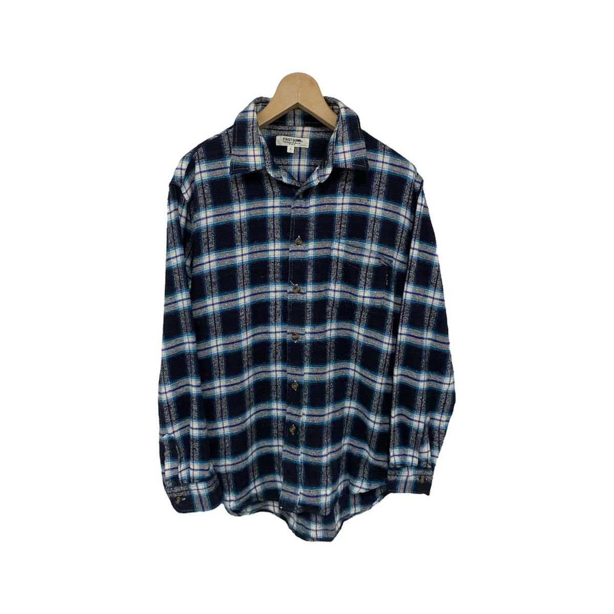 Japanese Brand × Vintage Rare First Down Plaid Tartan Flannel Shirt Size US L / EU 52-54 / 3 - 1 Thumbnail