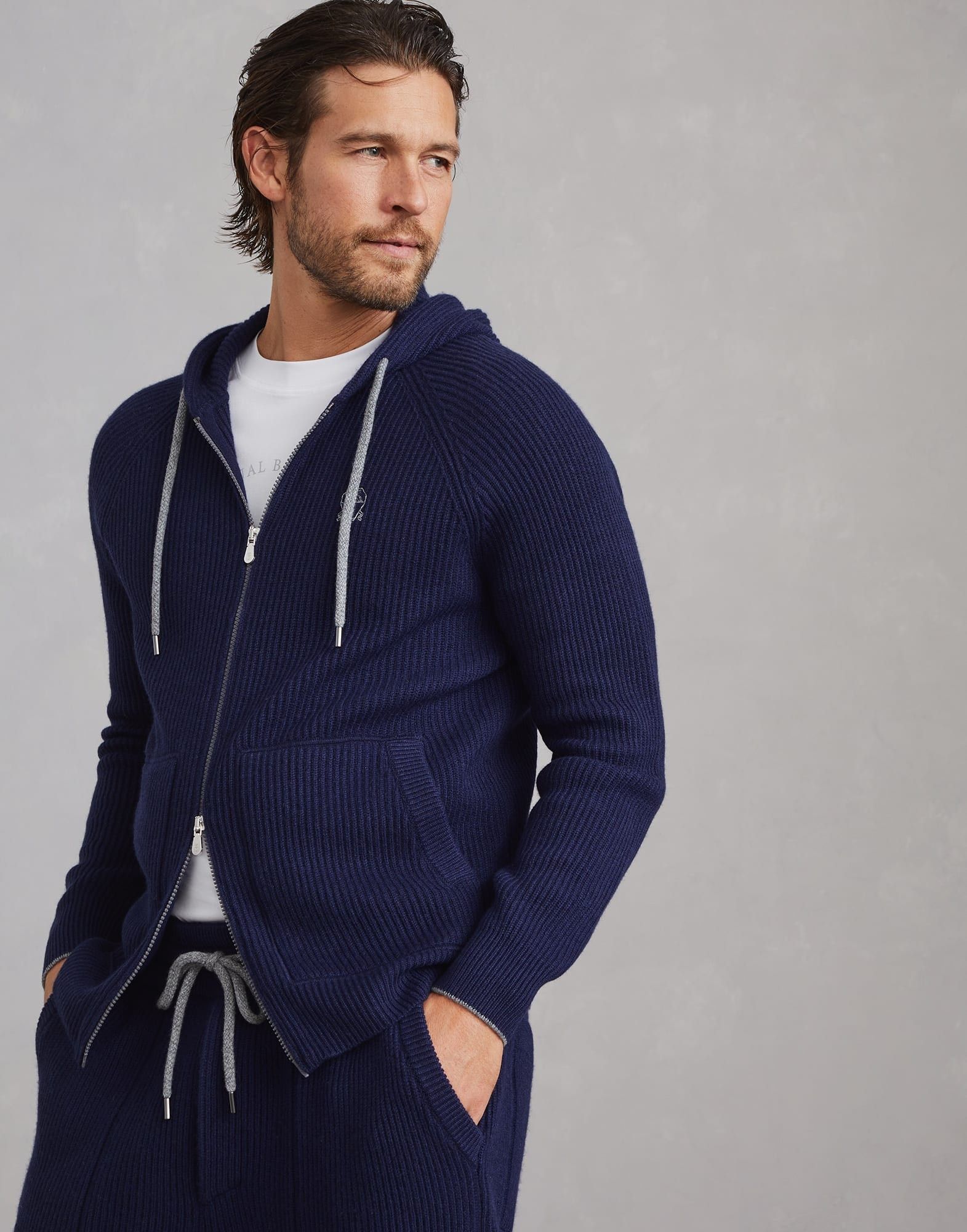 Brunello Cucinelli o1la1rc1a0925 Cashmere Cardigan in Blue Size US L / EU 52-54 / 3 - 1 Thumbnail