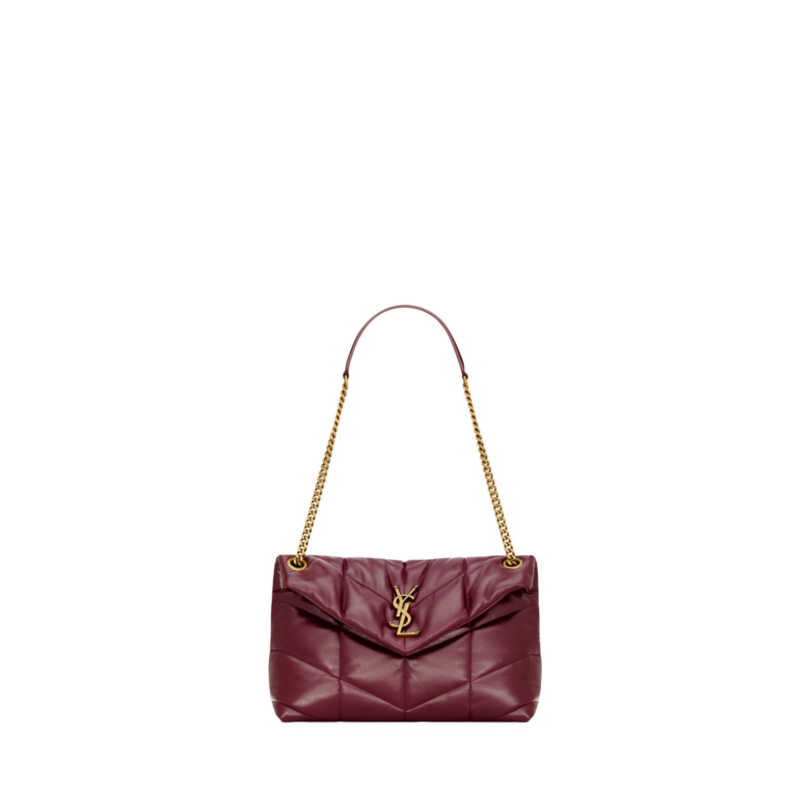 Saint Laurent Small Puffer $3550 Dark Ruby Shiny Leather Sho