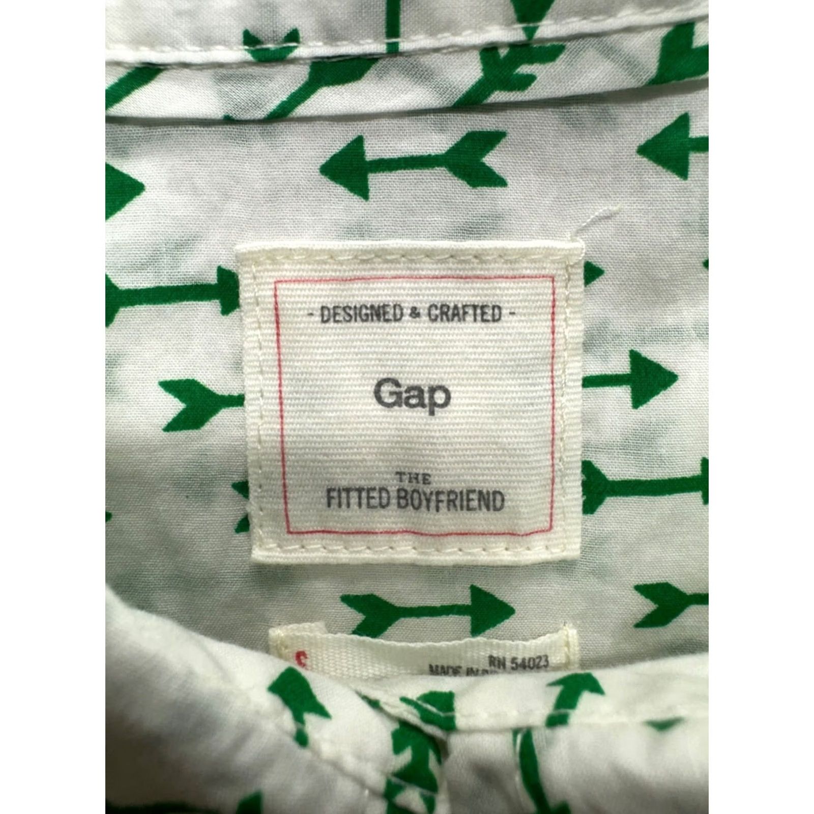 Gap Gap Fitted Boyfriend Shirt Green Arrow Print Long Sleeve S Mens Size US S / EU 44-46 / 1 - 3 Thumbnail