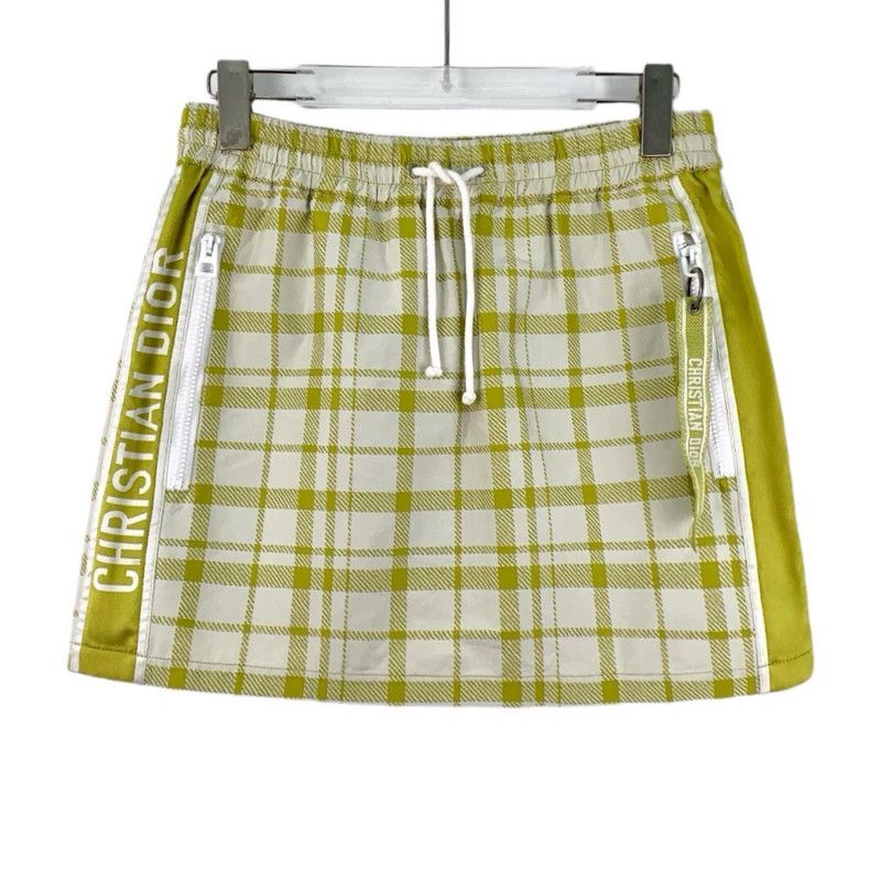 Dior Dior Color-blocked plaid drawstring casual skirt short ski Size 42" / US 20 - 1 Thumbnail