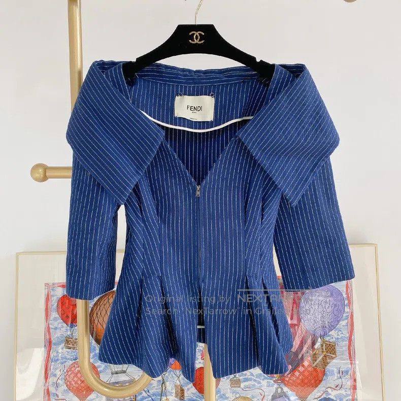Fendi Fendi Blue striped jacket Size S / US 4 / IT 40 - 1 Thumbnail