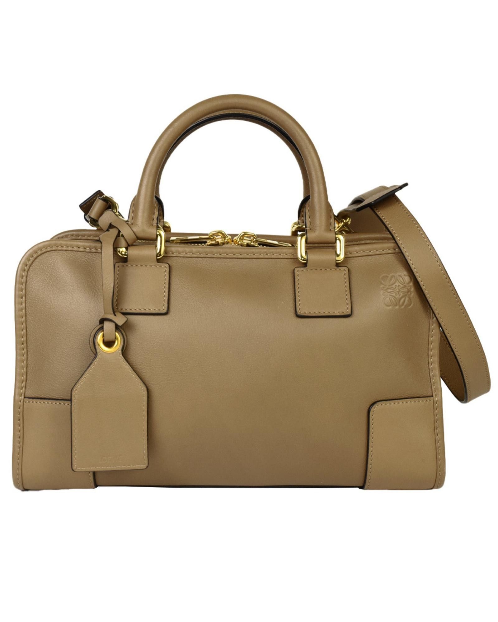 image of Loewe Sophisticated Beige Leather Handbag With Gold Hardware, Women's