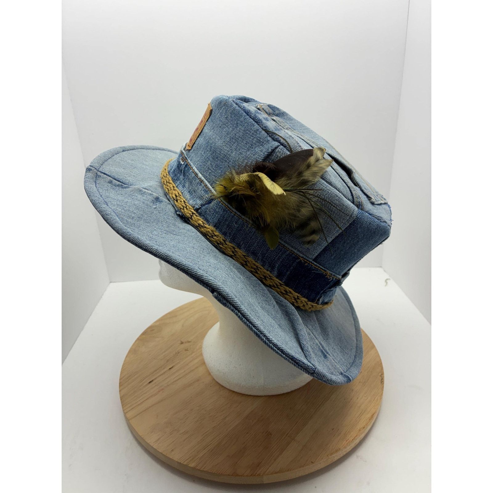 Other Handmade Upcycled Levi's Denim Bucket Hat – Pheasant Feather Size ONE SIZE - 3 Thumbnail