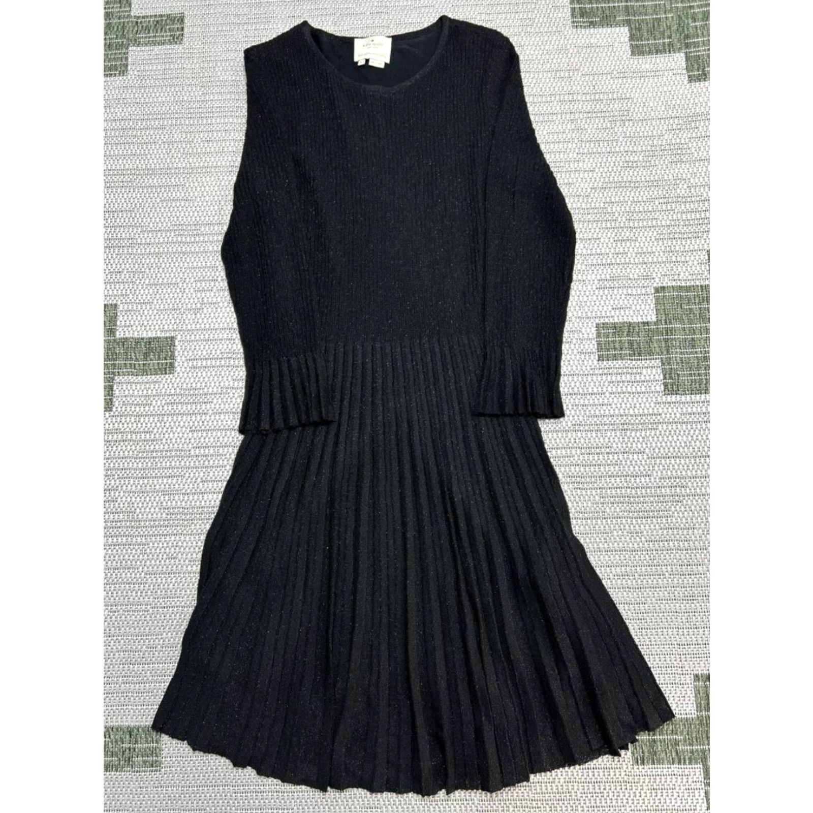 Vintage kate spade new york Dress Womens Small Black Round Neck Fit And Flare Textured Knee Length Size S / US 4 / IT 40 - 2 Thumbnail