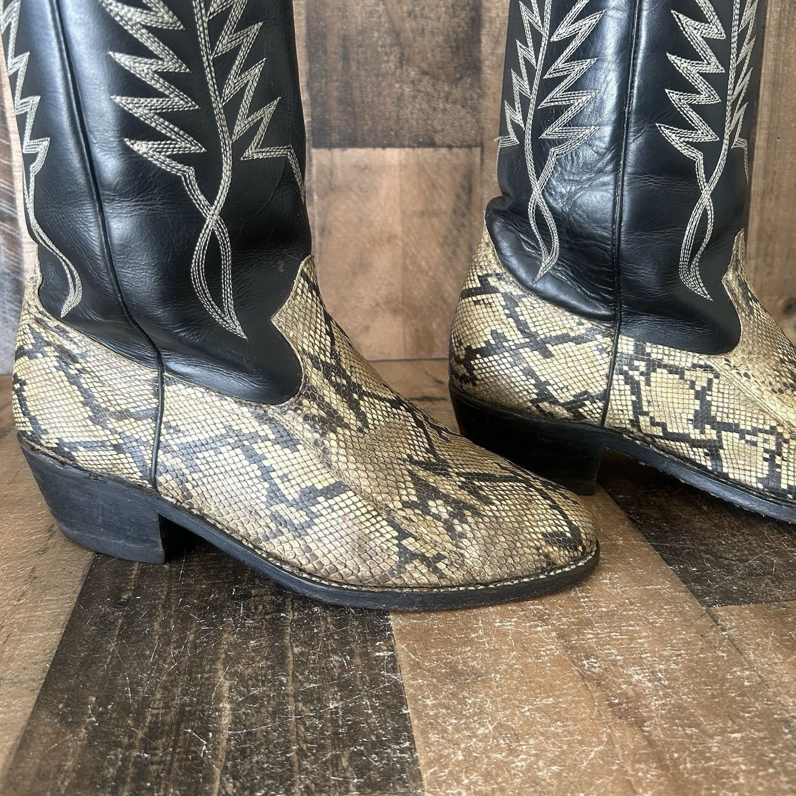 Vintage Custom Vtg Unbranded Snakeskin Cowboy Boots Mens 10 D Size US 10 / EU 43 - 8 Thumbnail