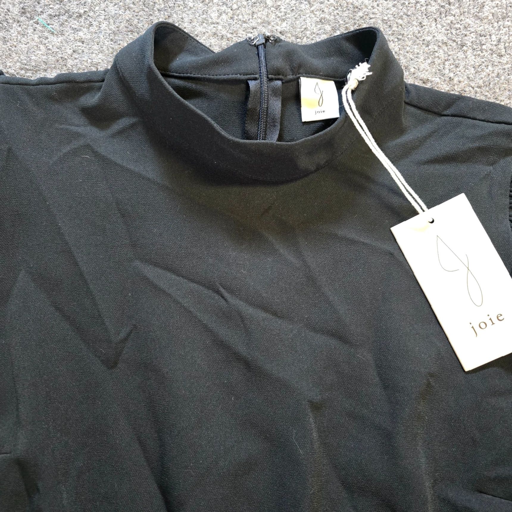 Joie VINTAGE? No. Joie Top Womens Size Large Black Bodysuit Puff Sleeve Fitted Stretch Capsule Size L / US 10 / IT 46 - 2 Thumbnail