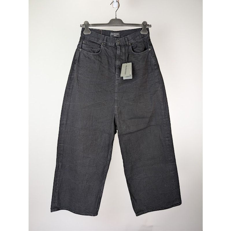 Balenciaga o1rshd1 Low Crotch Light Japanese Denim Pants in Black Size US 30 / EU 46 - 2 Thumbnail