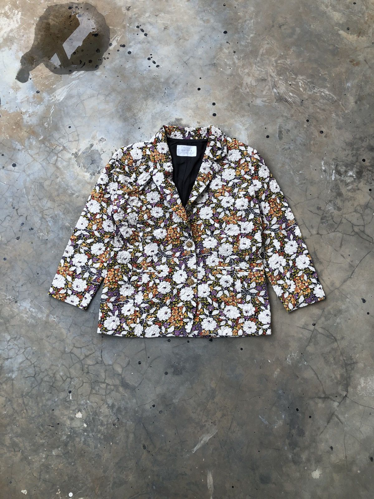 Vintage Olivia Jacket Blazer Floral Flowers Made In Japan