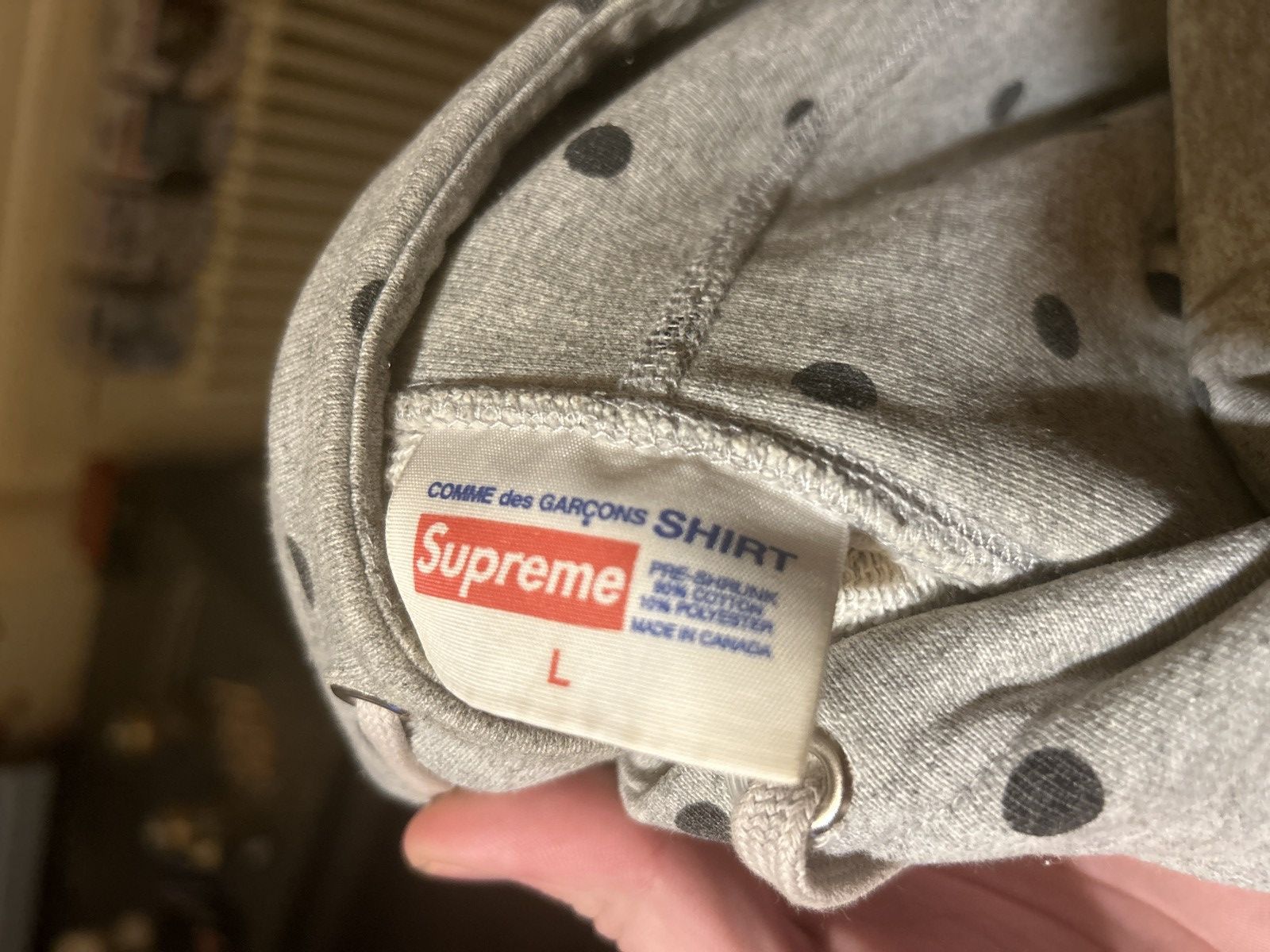 Supreme Supreme CDG Polka Dot Grey Hoodie Size US L / EU 52-54 / 3 - 5 Thumbnail