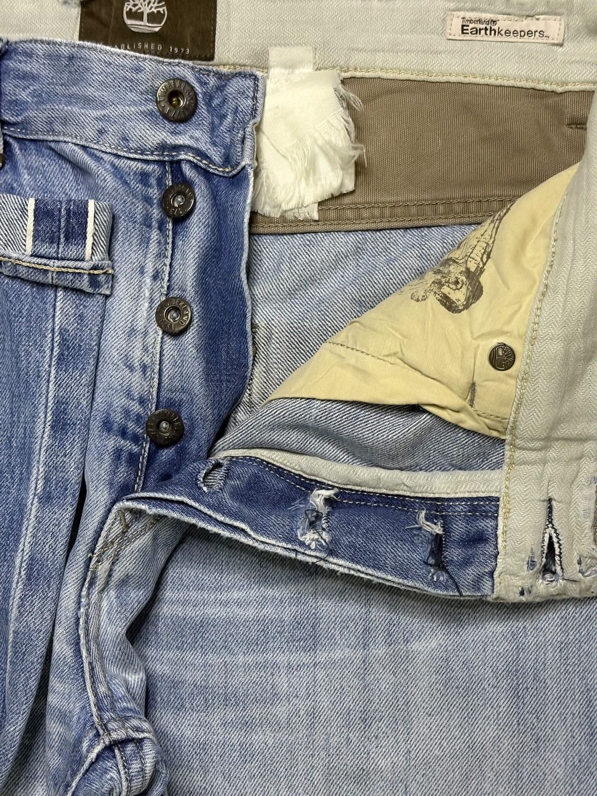 Timberland Vintage Timberland Selvedge Faded Wash Ripped Baggy Jeans Size US 32 / EU 48 - 4 Thumbnail