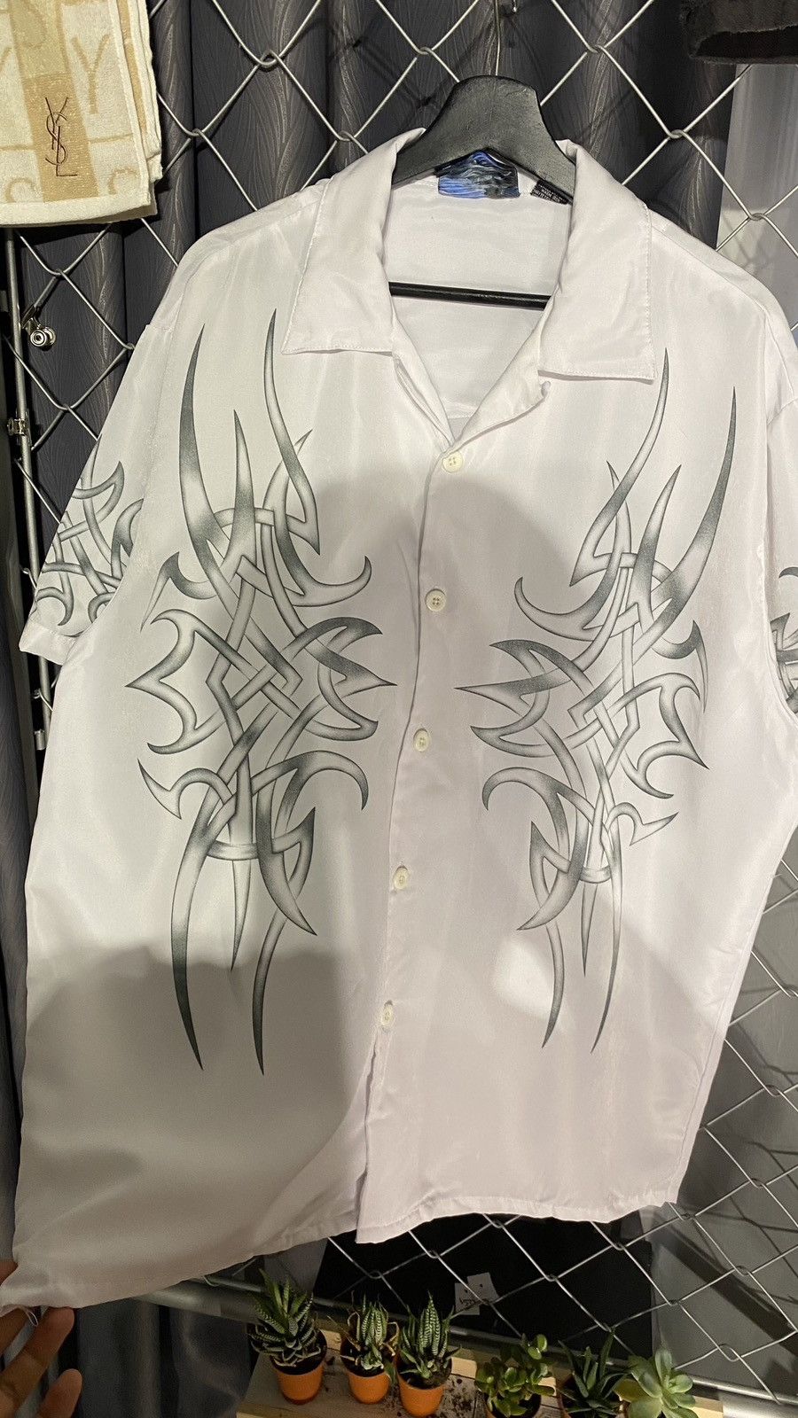 Vintage Y2K Sapphire Lounge Shirt Graphic Satin Open Collar Large Size US L / EU 52-54 / 3 - 2 Thumbnail