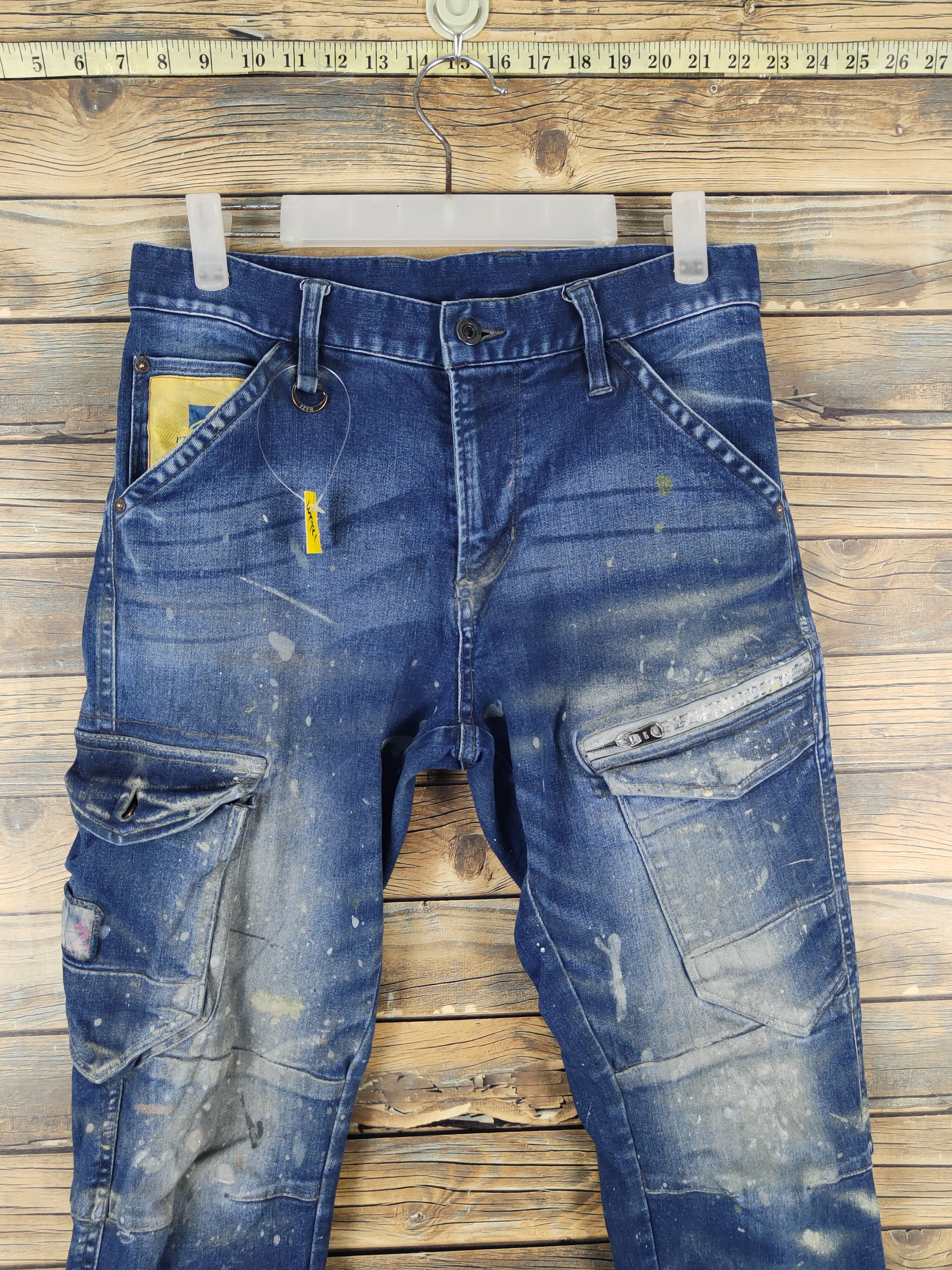 Japanese Brand I'z Frontier utility Distressed Ripped denim Jeans #W1981 Size US 30 / EU 46 - 2 Thumbnail